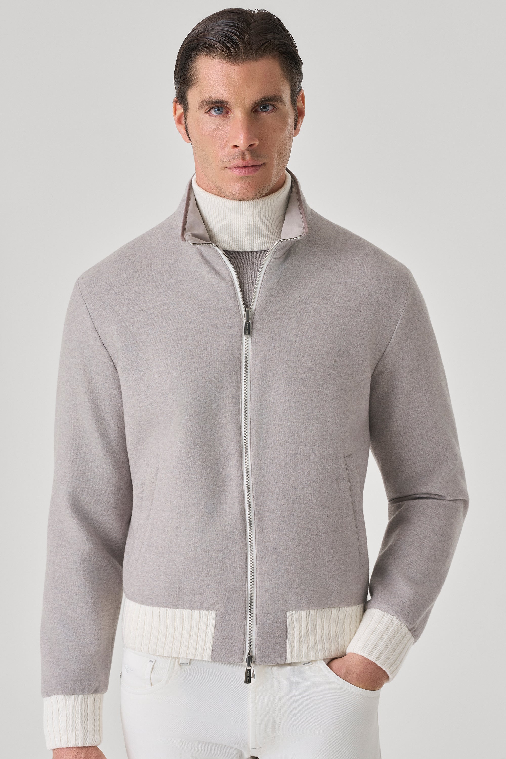 CONFORT Reversible jacket in ultimum cashmere® felt and ultra-light silk nylon