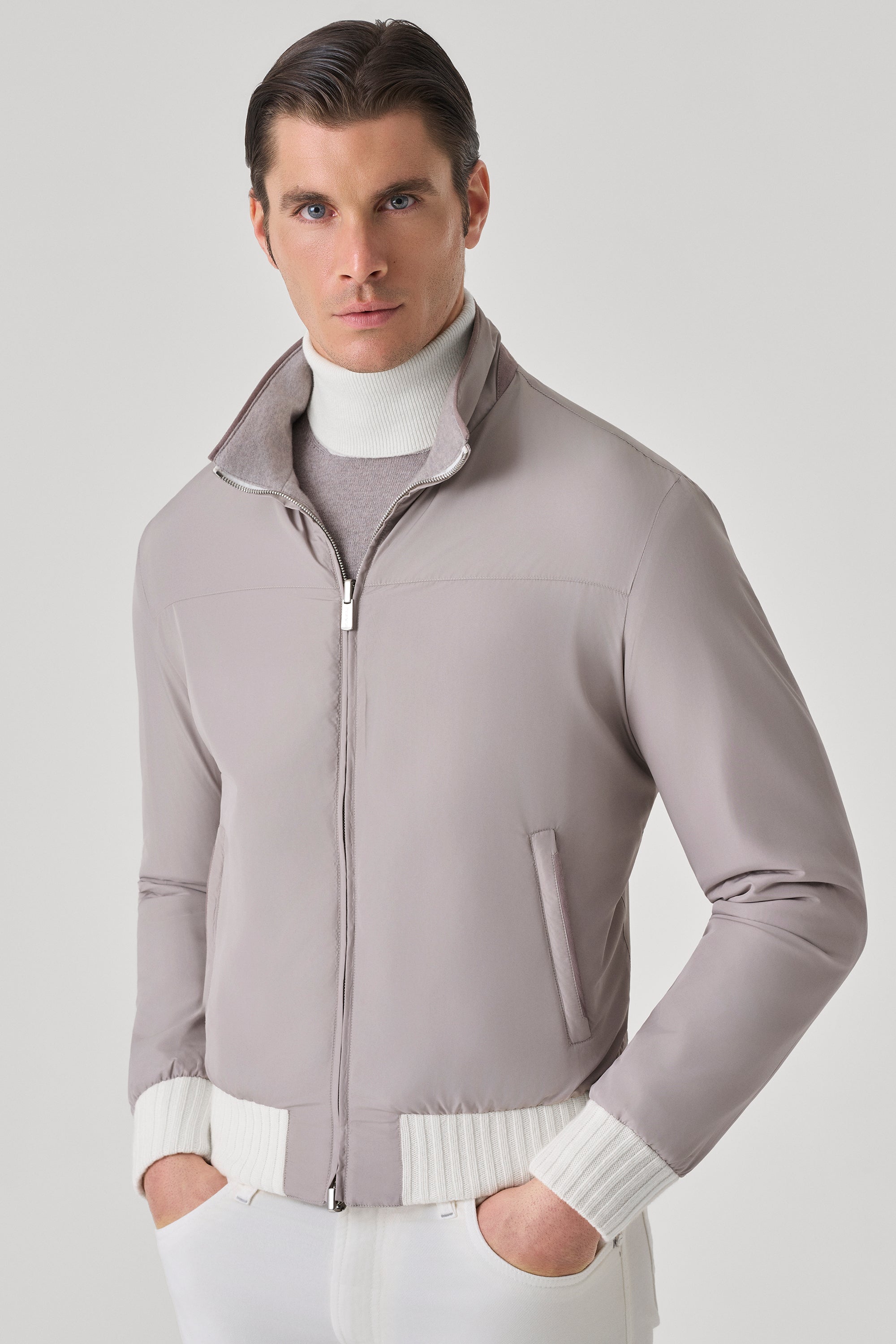 CONFORT Reversible jacket in ultimum cashmere® felt and ultra-light silk nylon