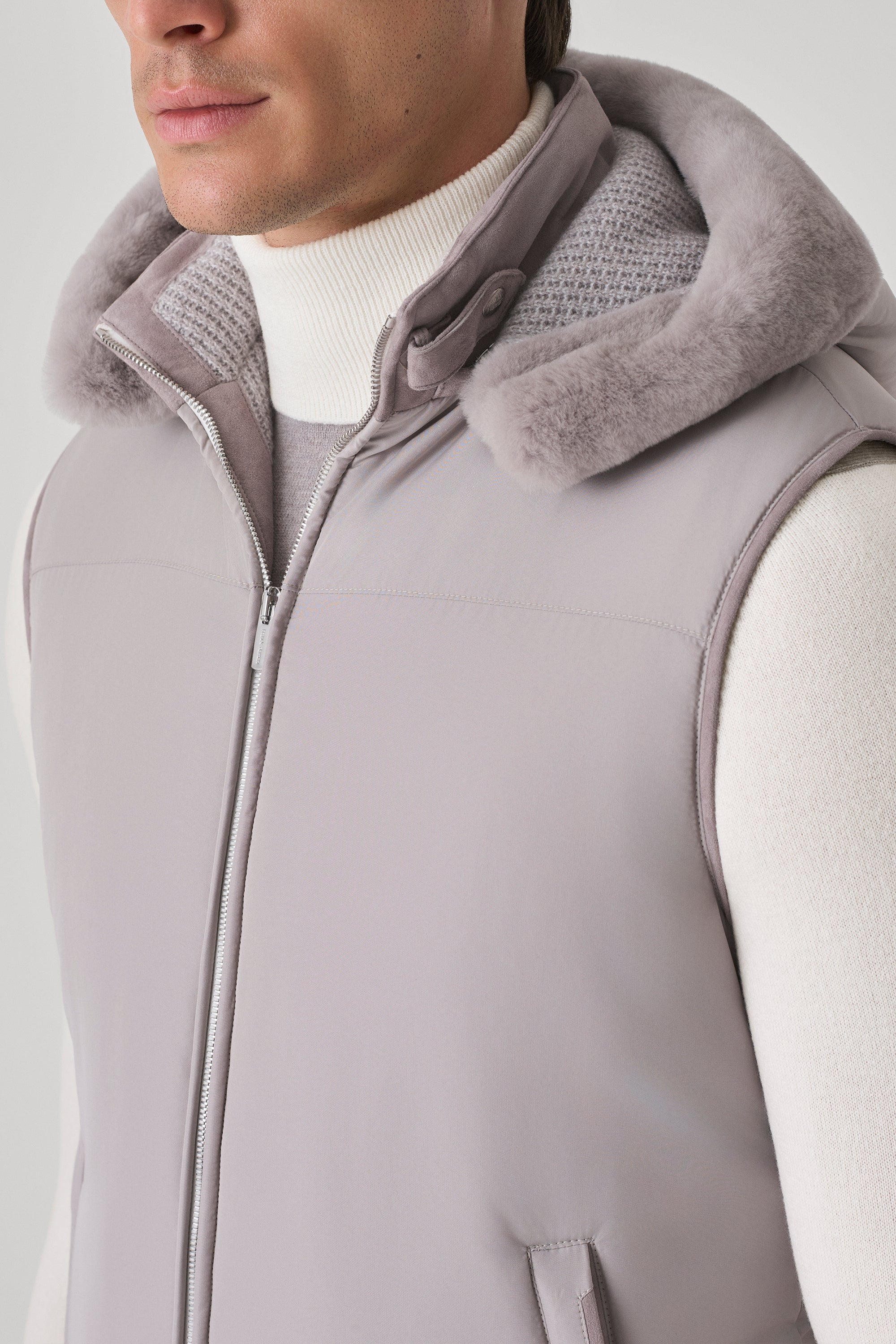 Gilet Elvis en silk nylon ultra-light et vison