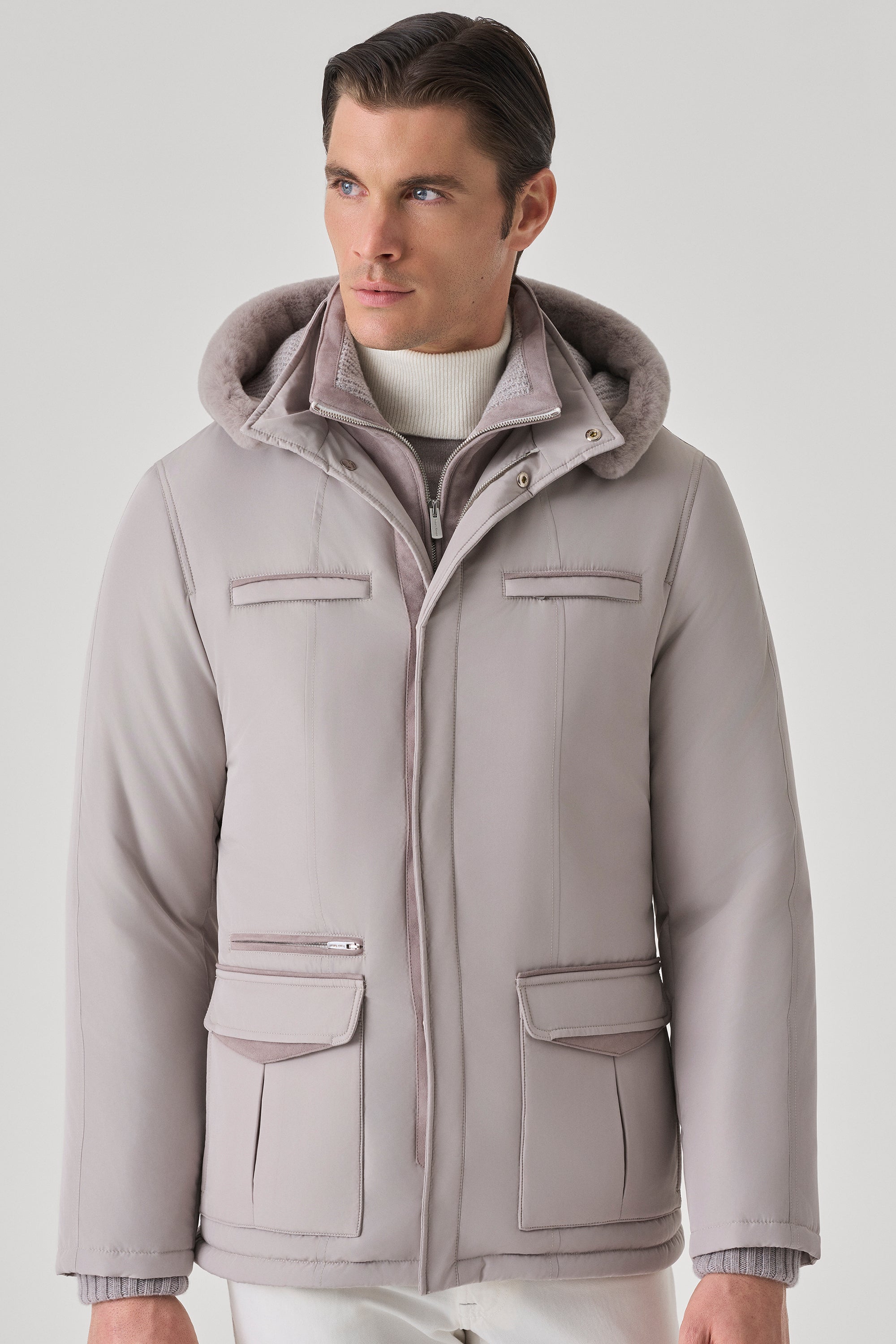 Parka Elvis en silk nylon ultra-light et vison