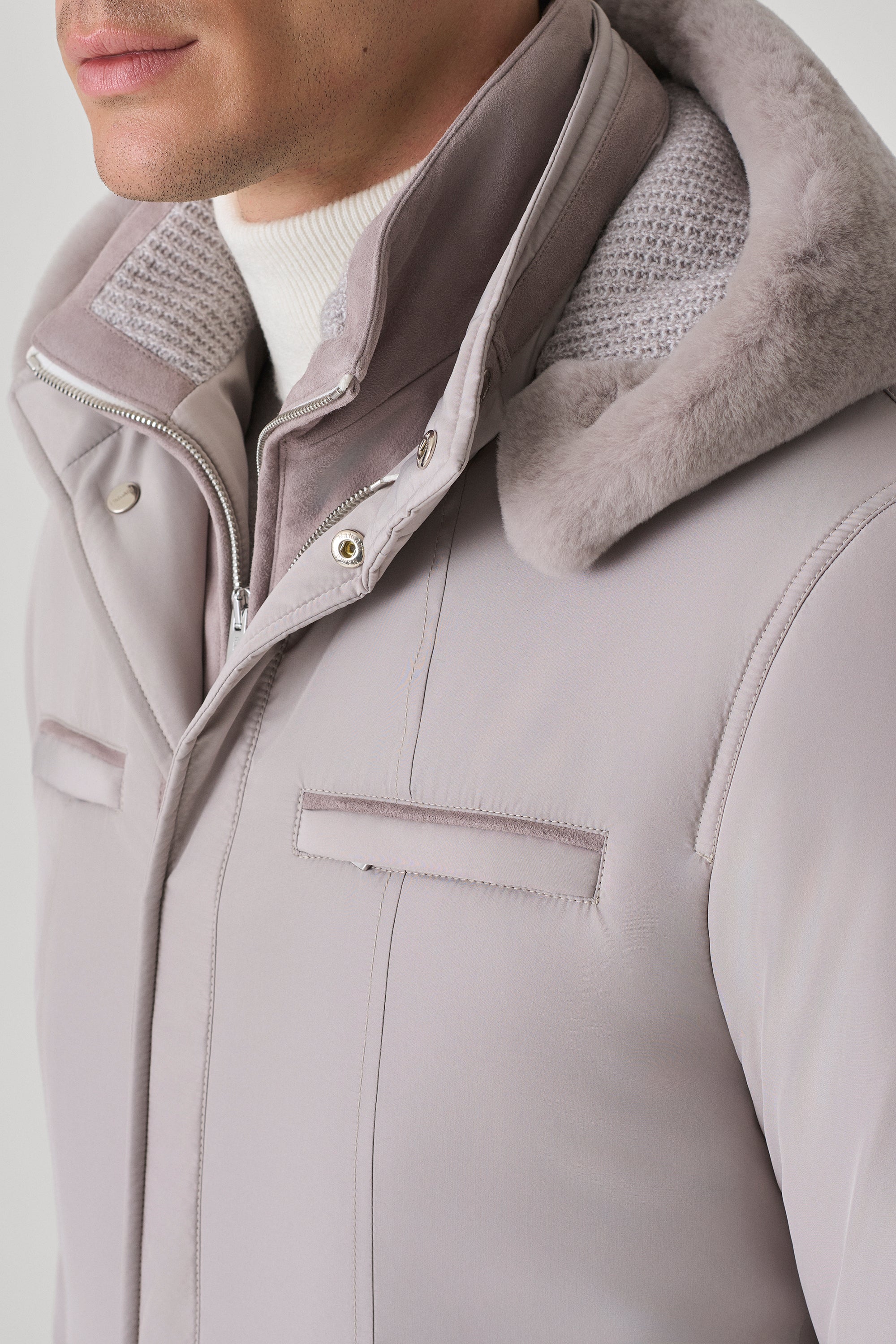 Parka Elvis en silk nylon ultra-light et vison