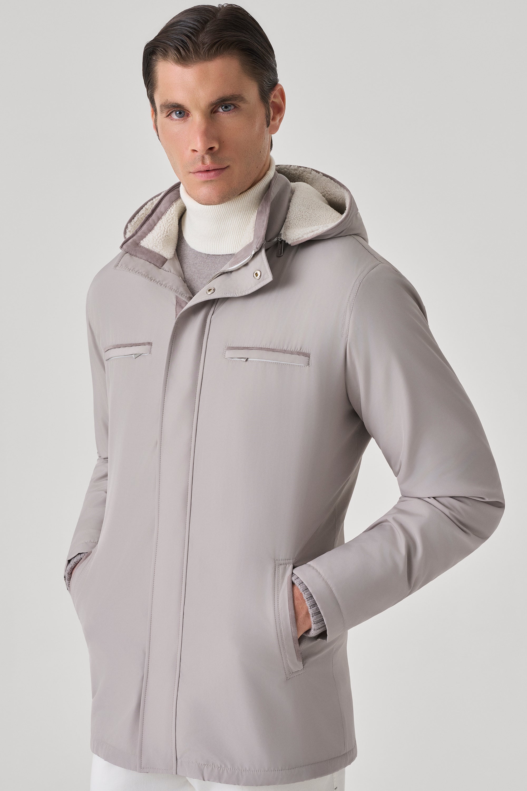 Parka Courchevel en silk nylon ultra-light et mouton