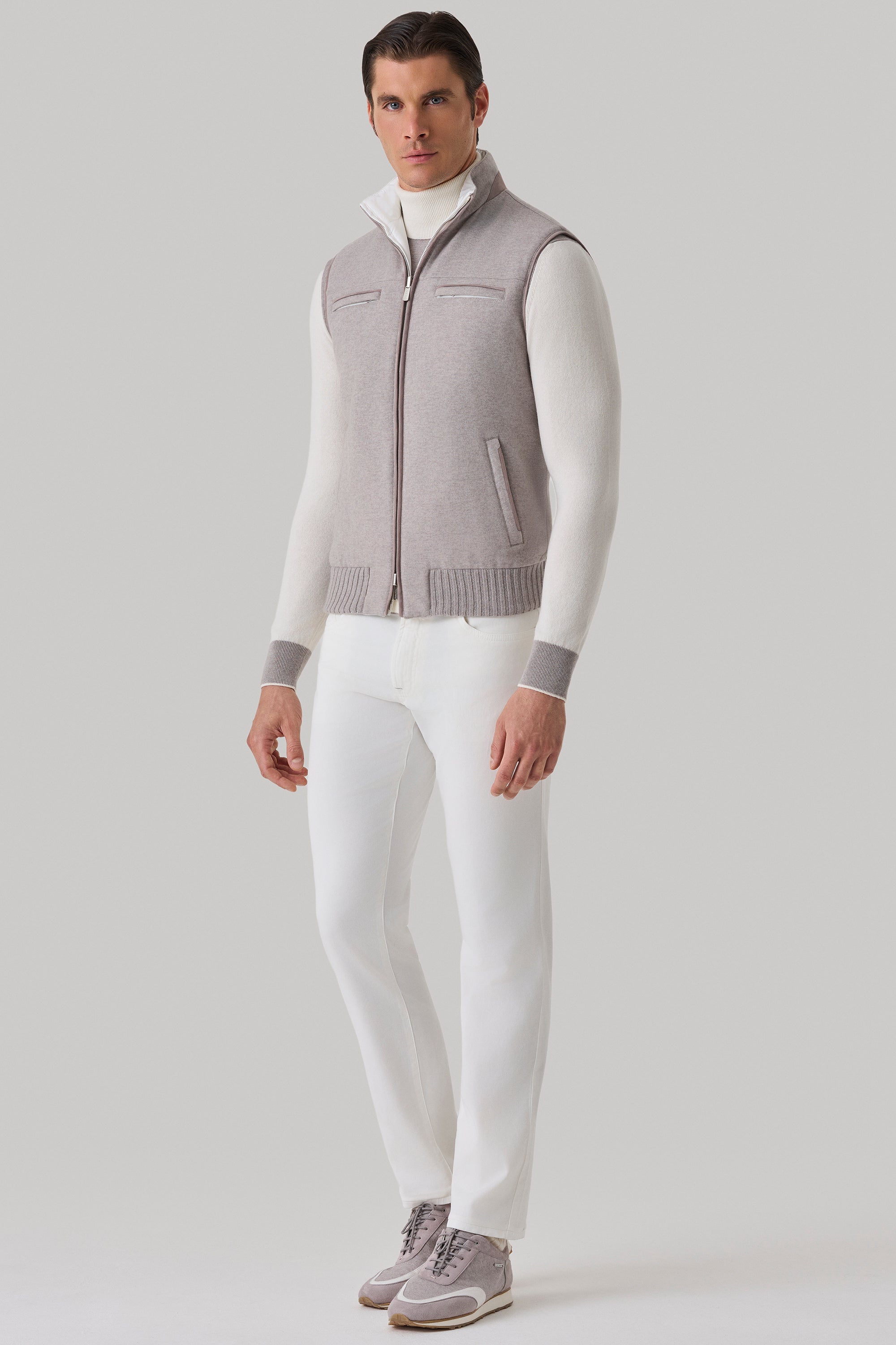 Gilet Tom Réversible en ultimum cachemire felt et silk nylon ultra-light