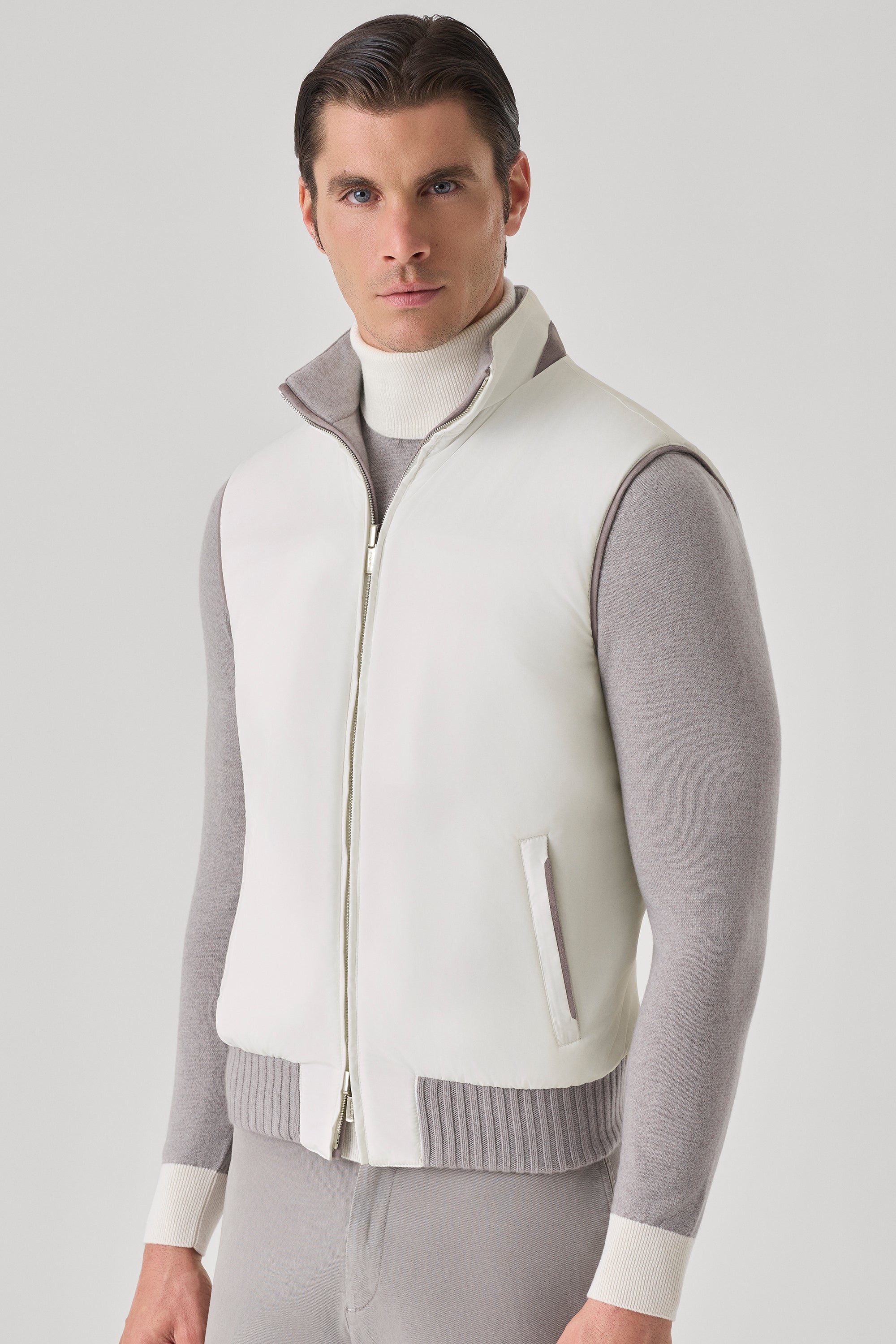 Gilet Tom Réversible en ultimum cachemire felt et silk nylon ultra-light