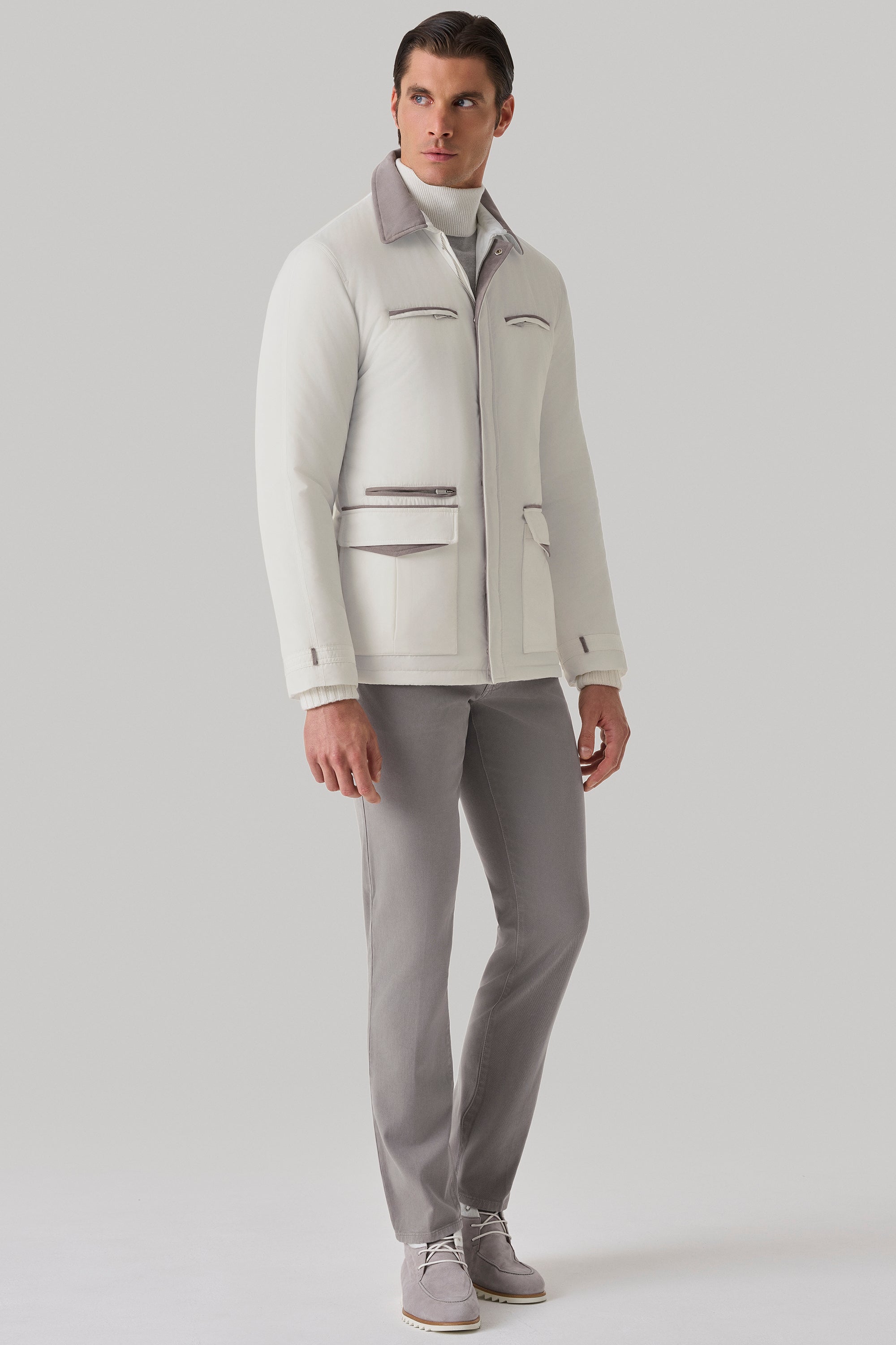 Parka Bond en silk nylon ultra-light et suède