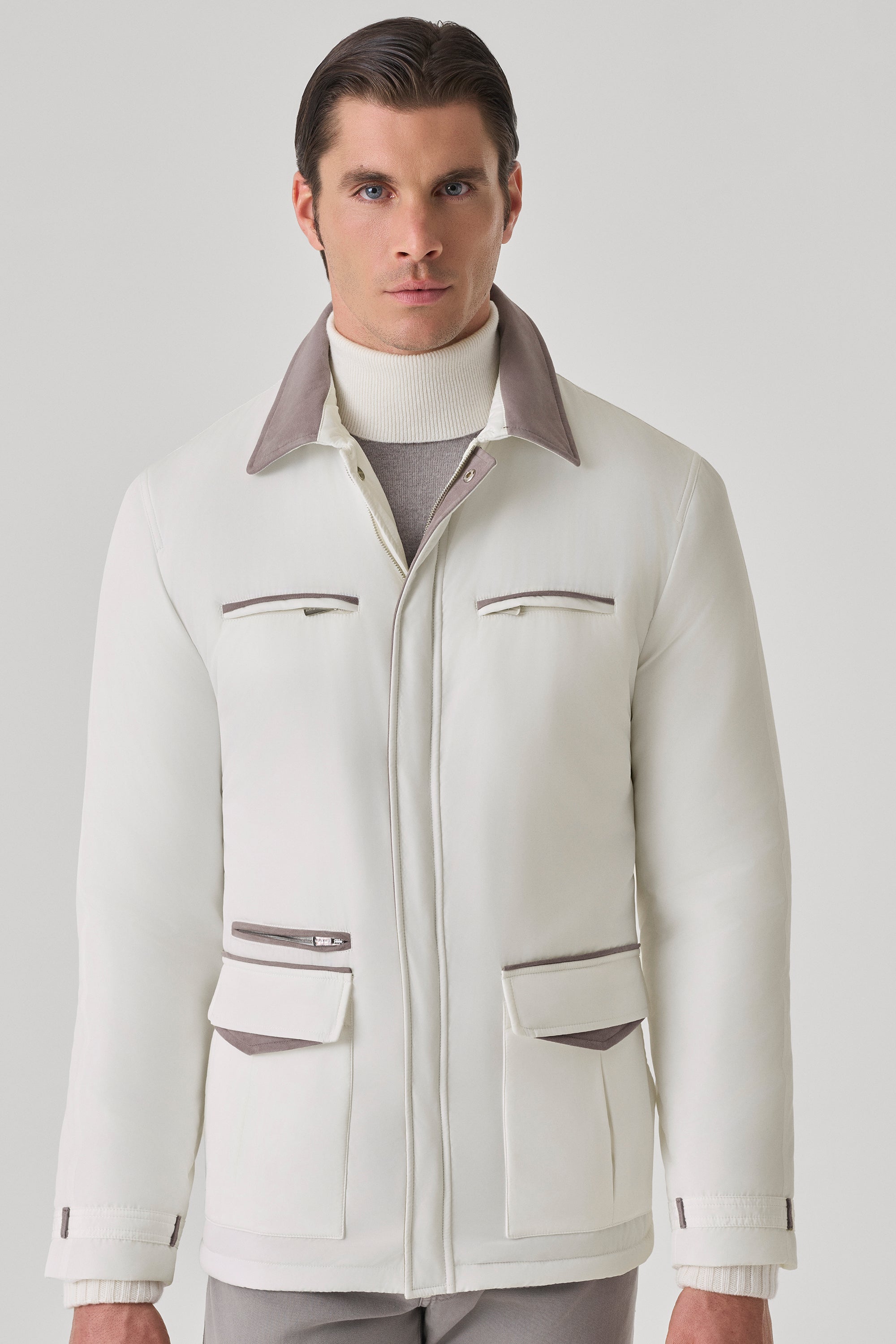 Parka Bond en silk nylon ultra-light et suède
