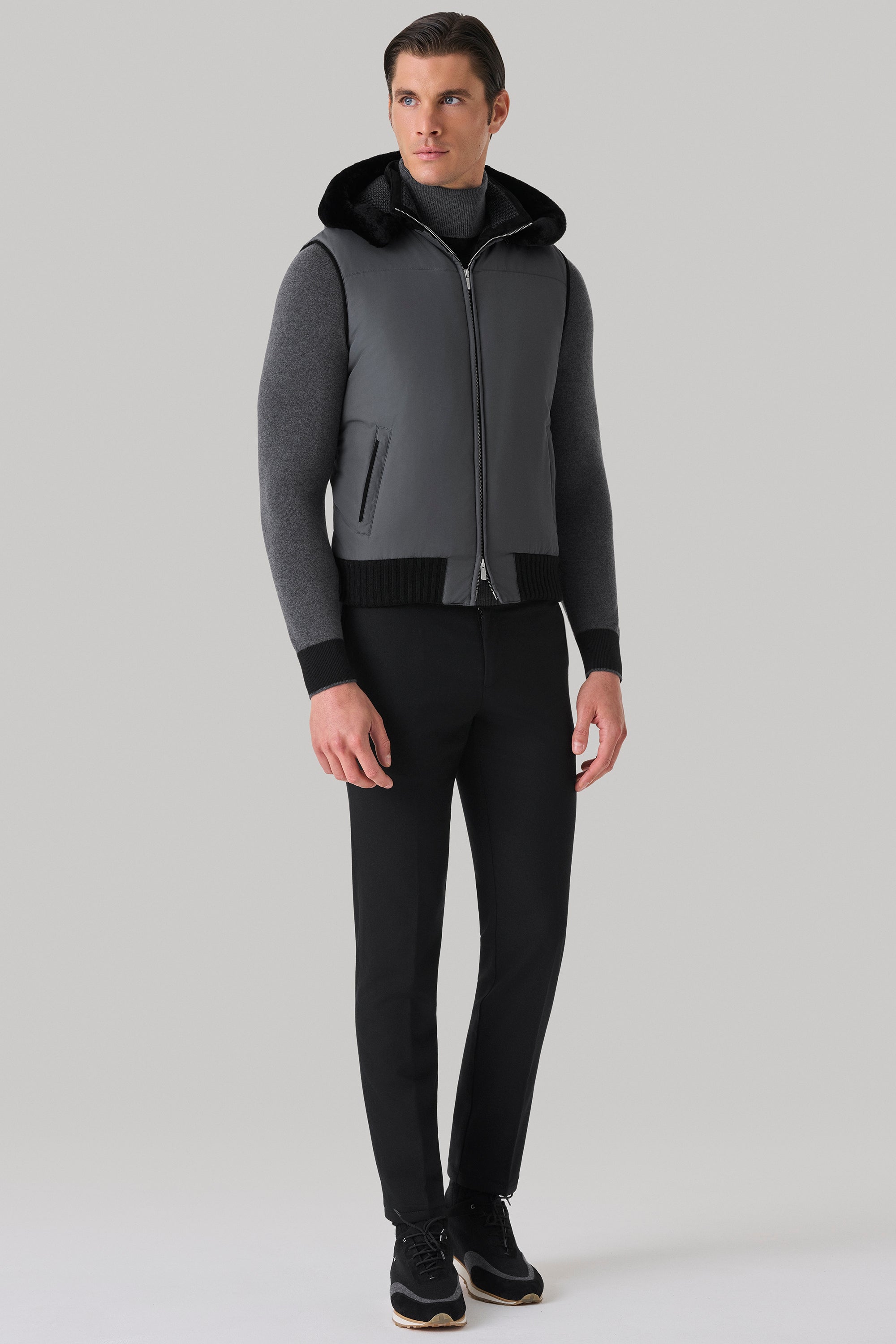 Gilet Elvis en silk nylon ultra-light et vison