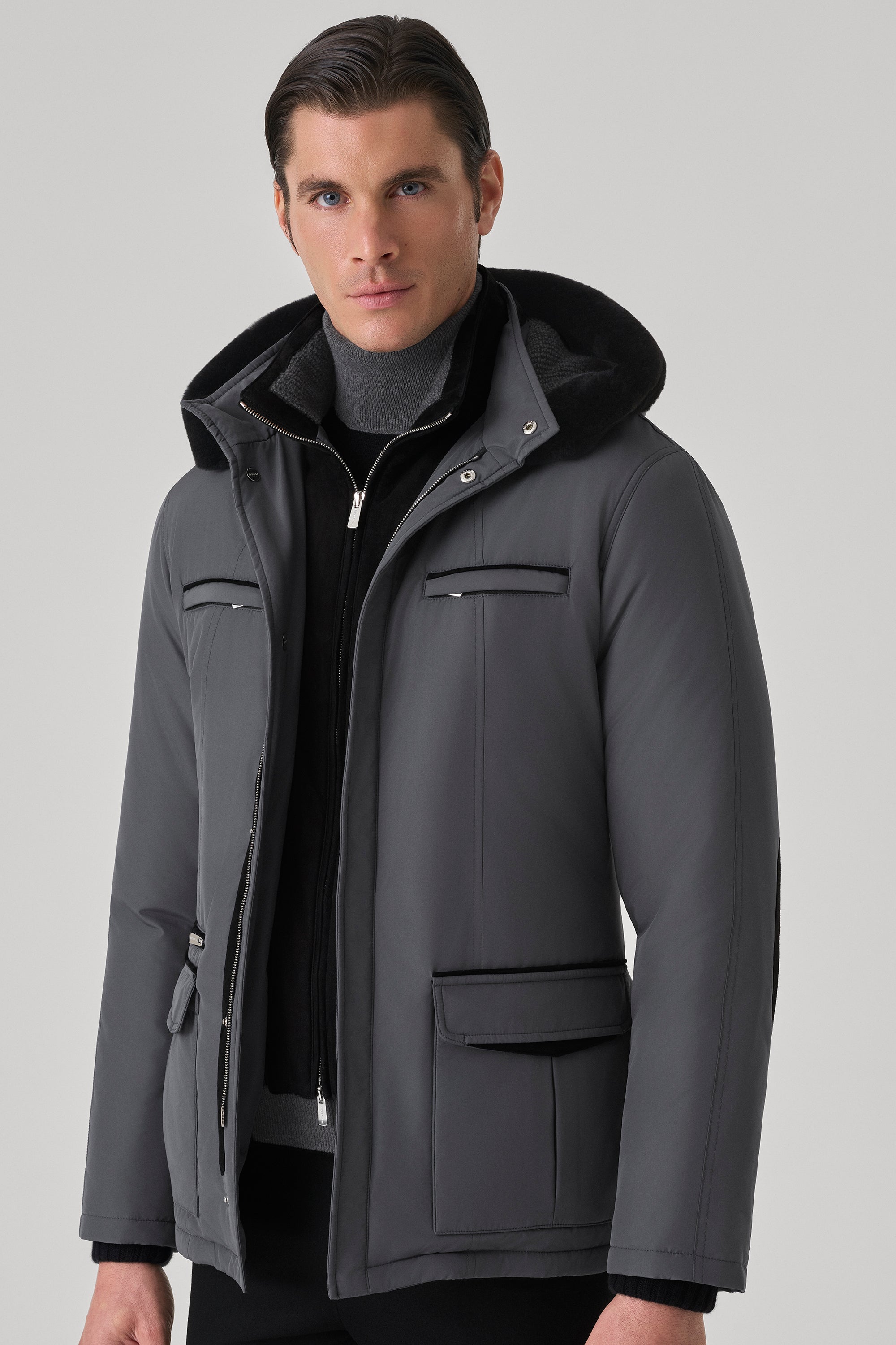 Parka Elvis en silk nylon ultra-light et vison