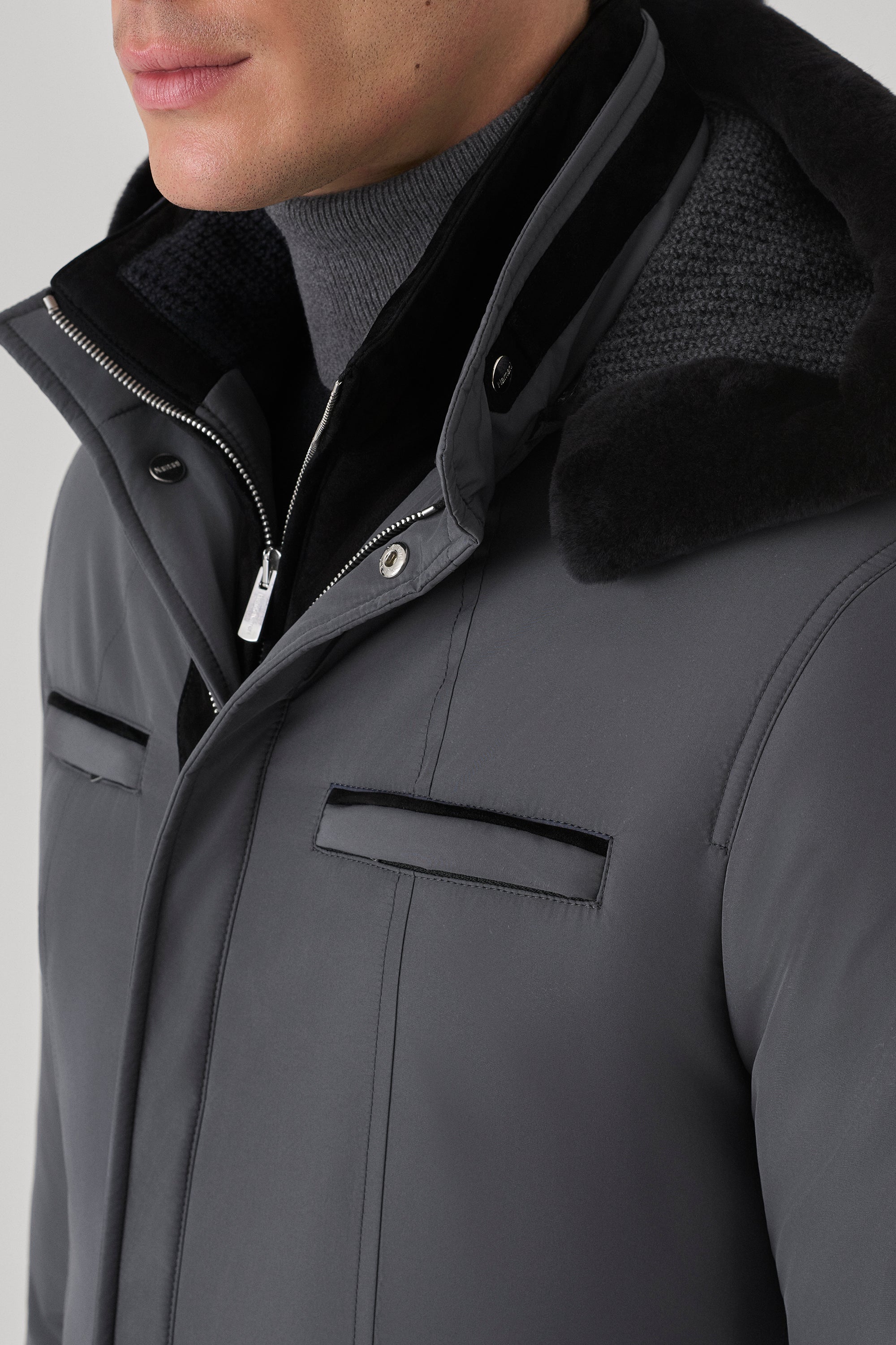 Parka Elvis en silk nylon ultra-light et vison