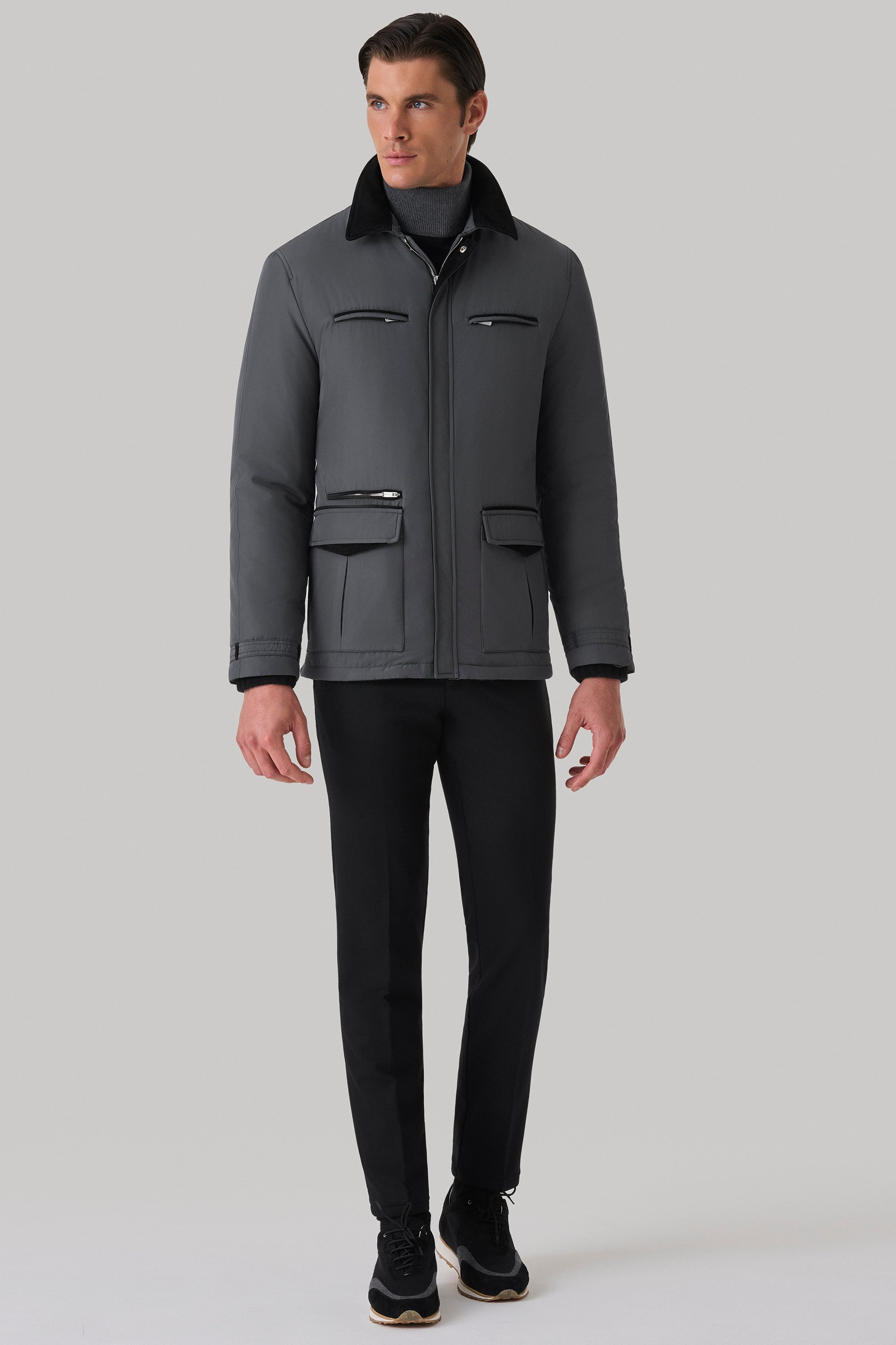 Parka Bond en silk nylon ultra-light et suède