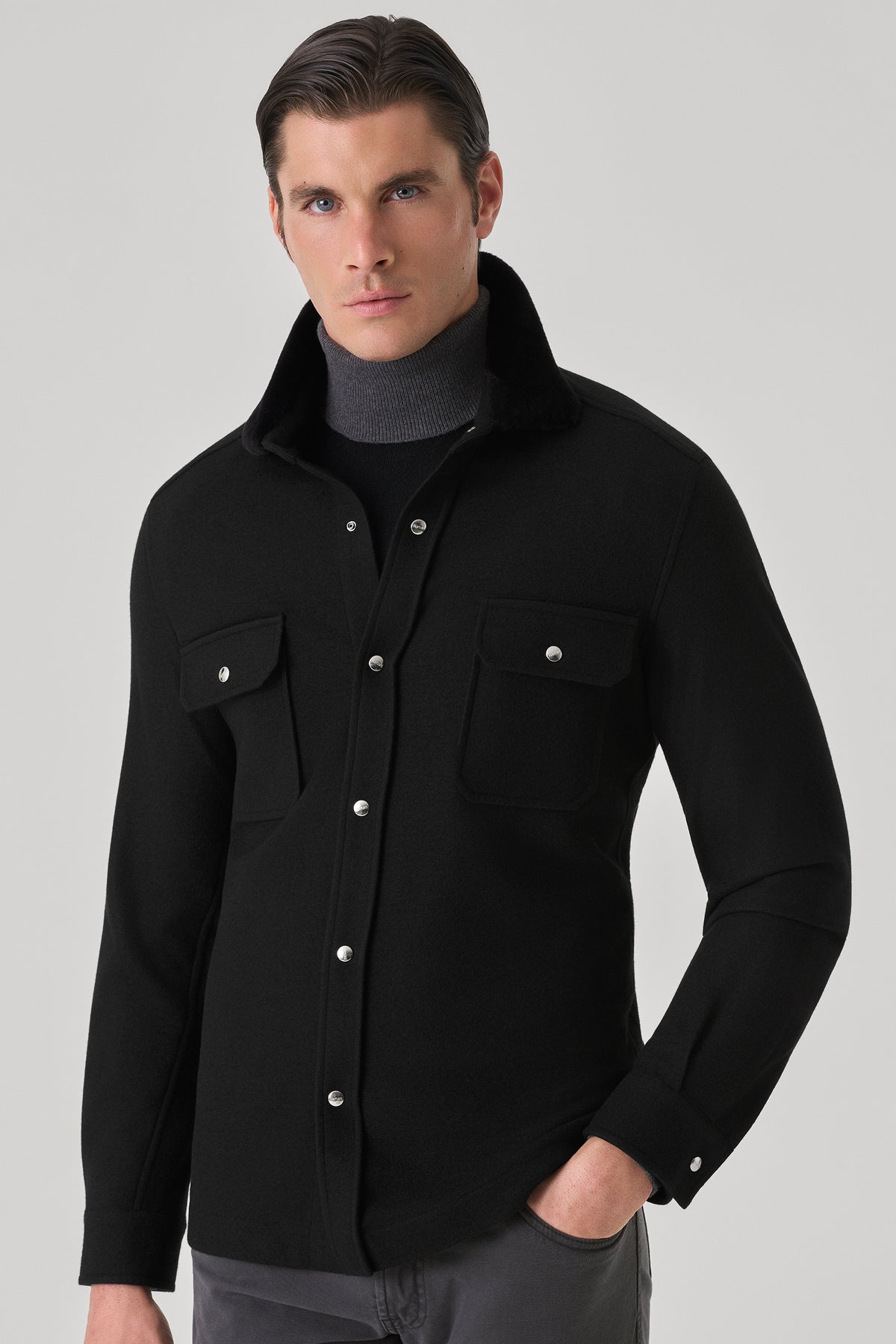 Chemise en ultimum cachemire felt et vison