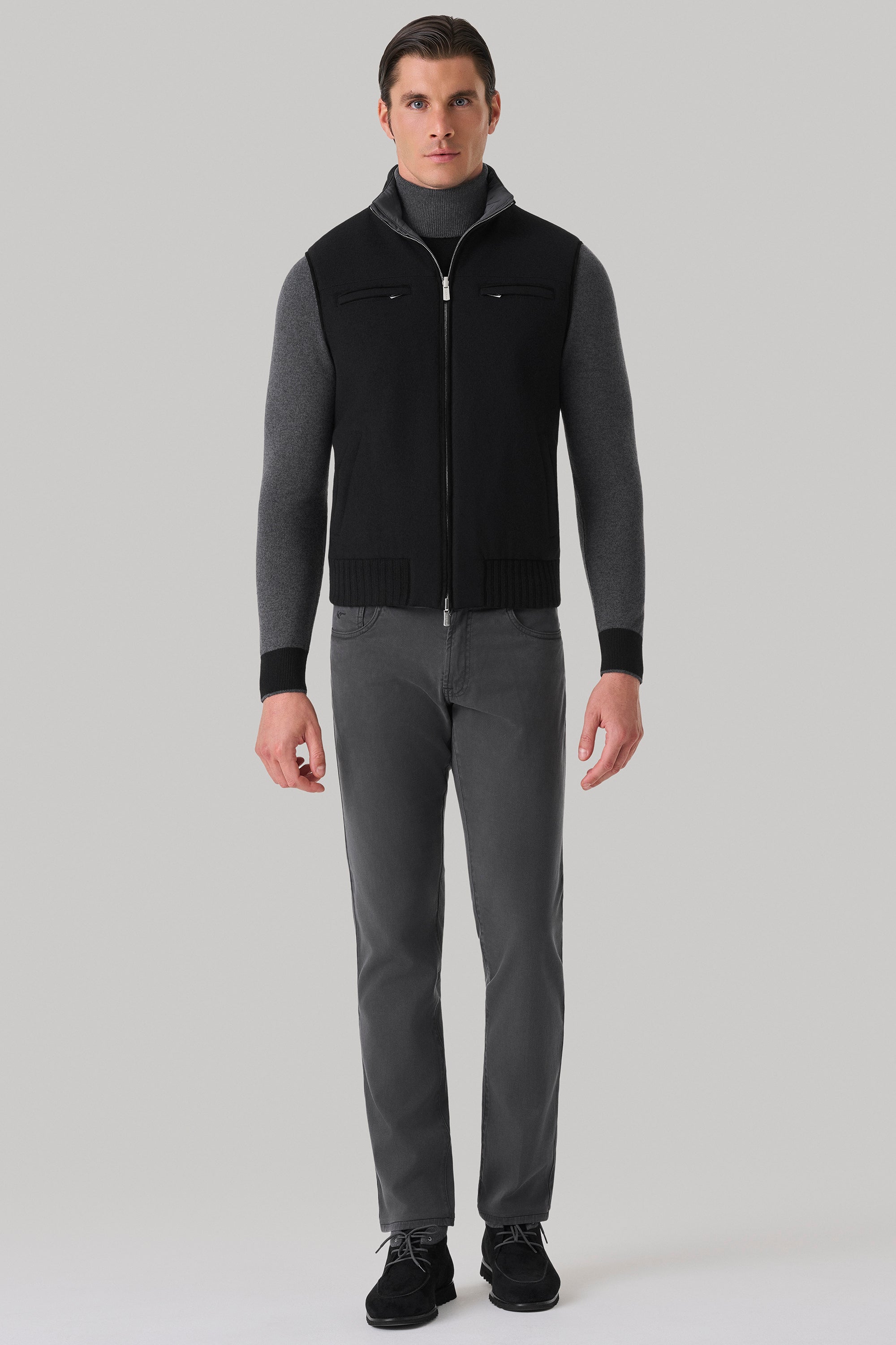 Gilet Tom Réversible en ultimum cachemire felt et silk nylon ultra-light