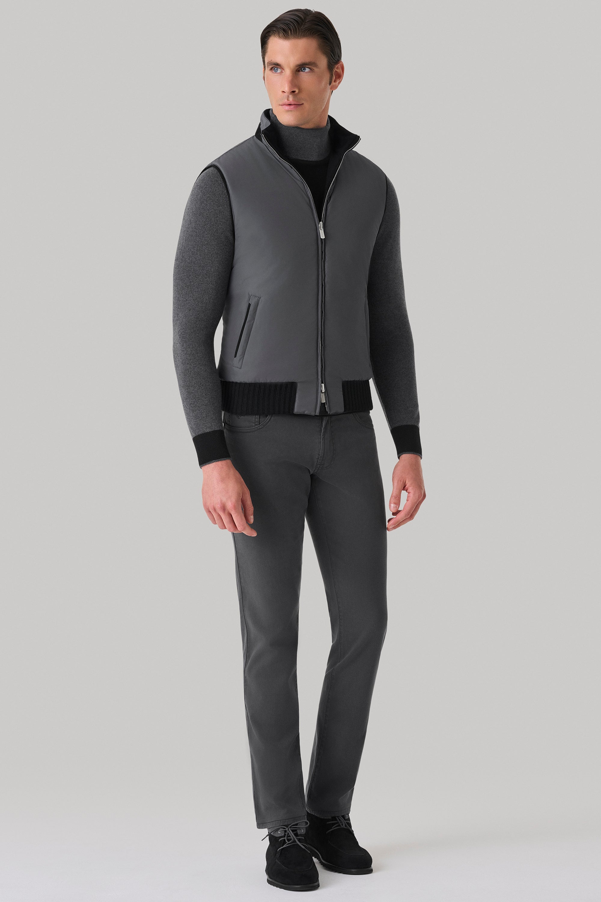 Gilet Tom Réversible en ultimum cachemire felt et silk nylon ultra-light