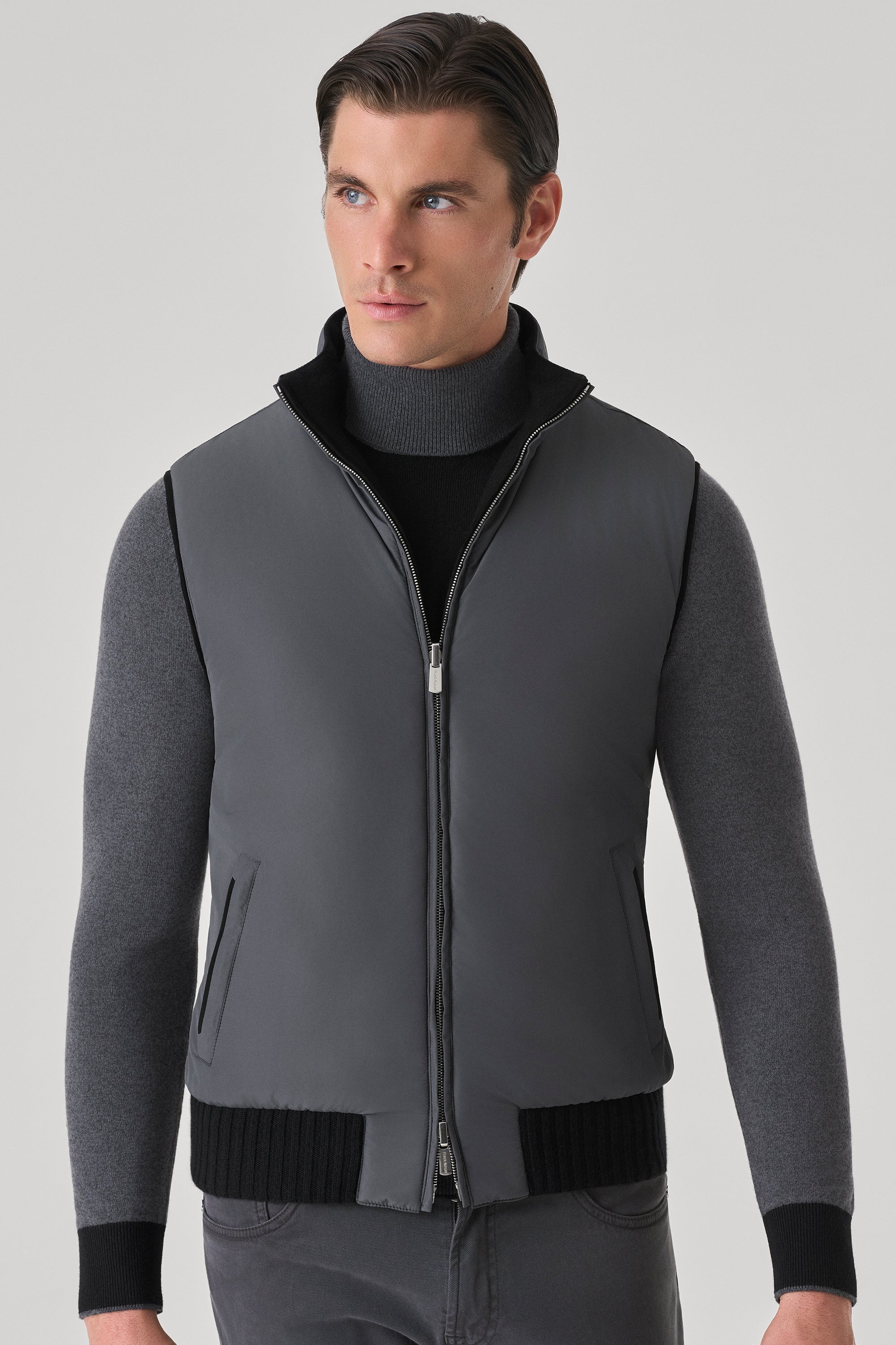 Gilet Tom Réversible en ultimum cachemire felt et silk nylon ultra-light
