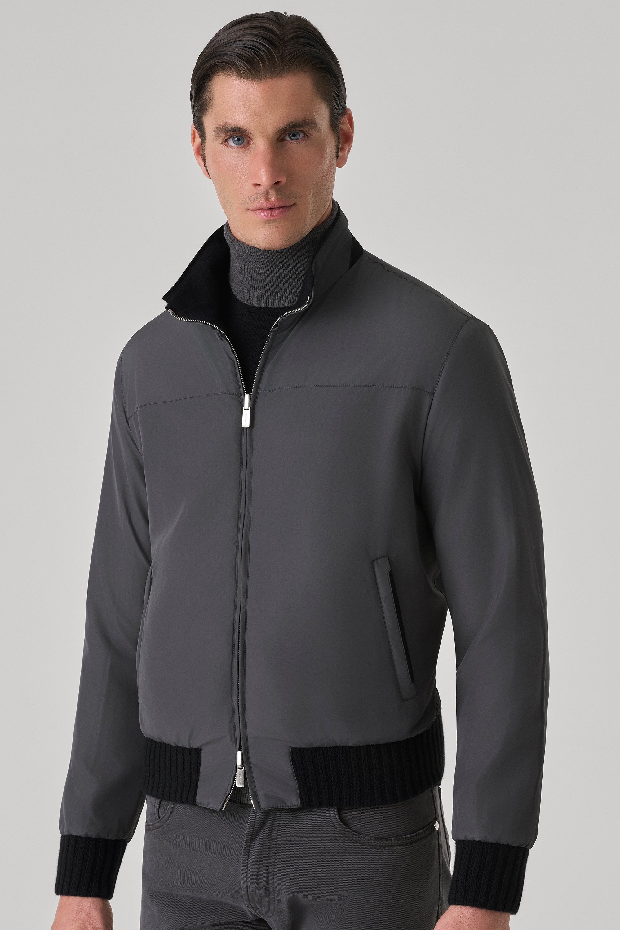 CONFORT Reversible jacket in ultimum cashmere® felt and ultra-light silk nylon