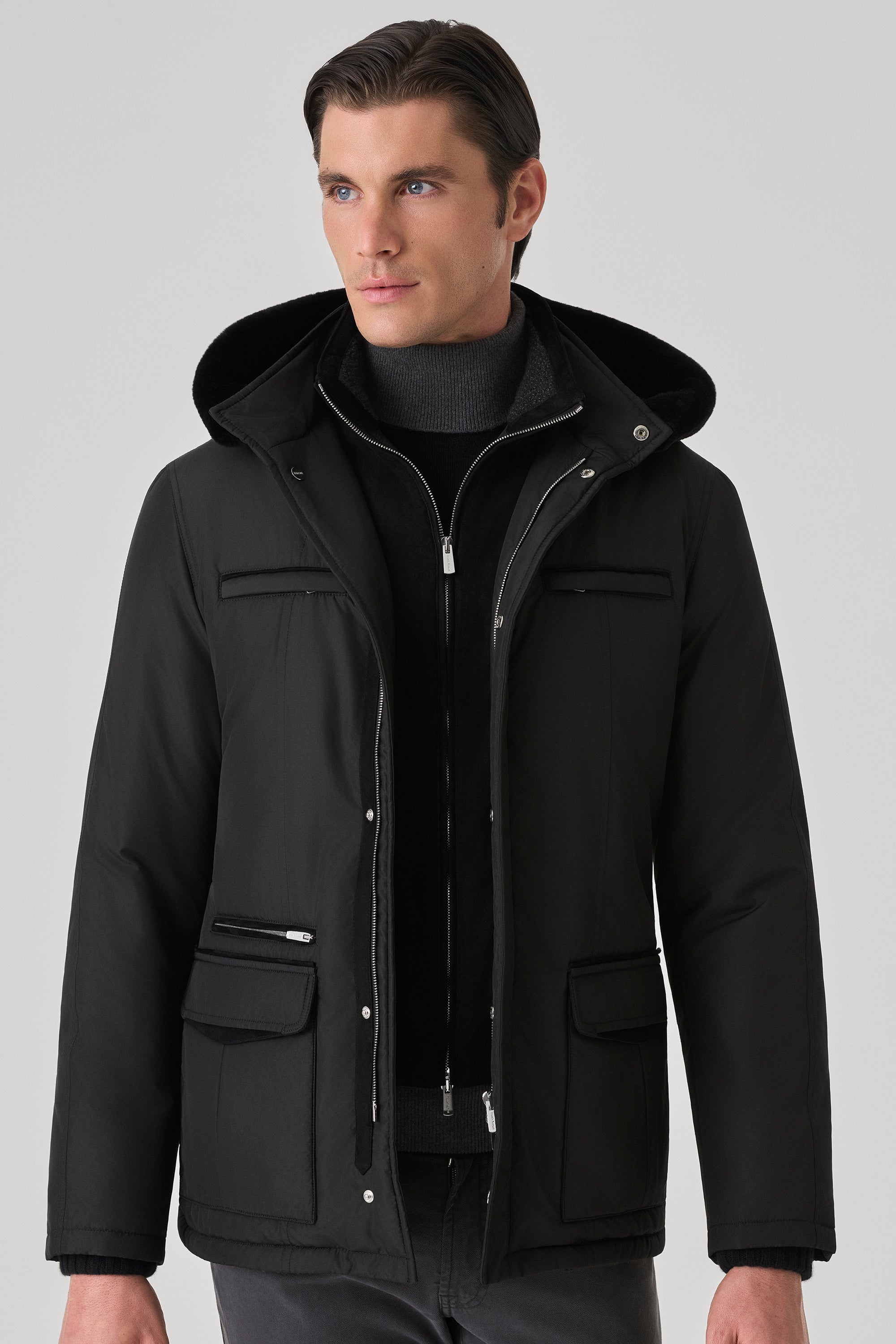 Parka Elvis en silk nylon ultra-light et vison