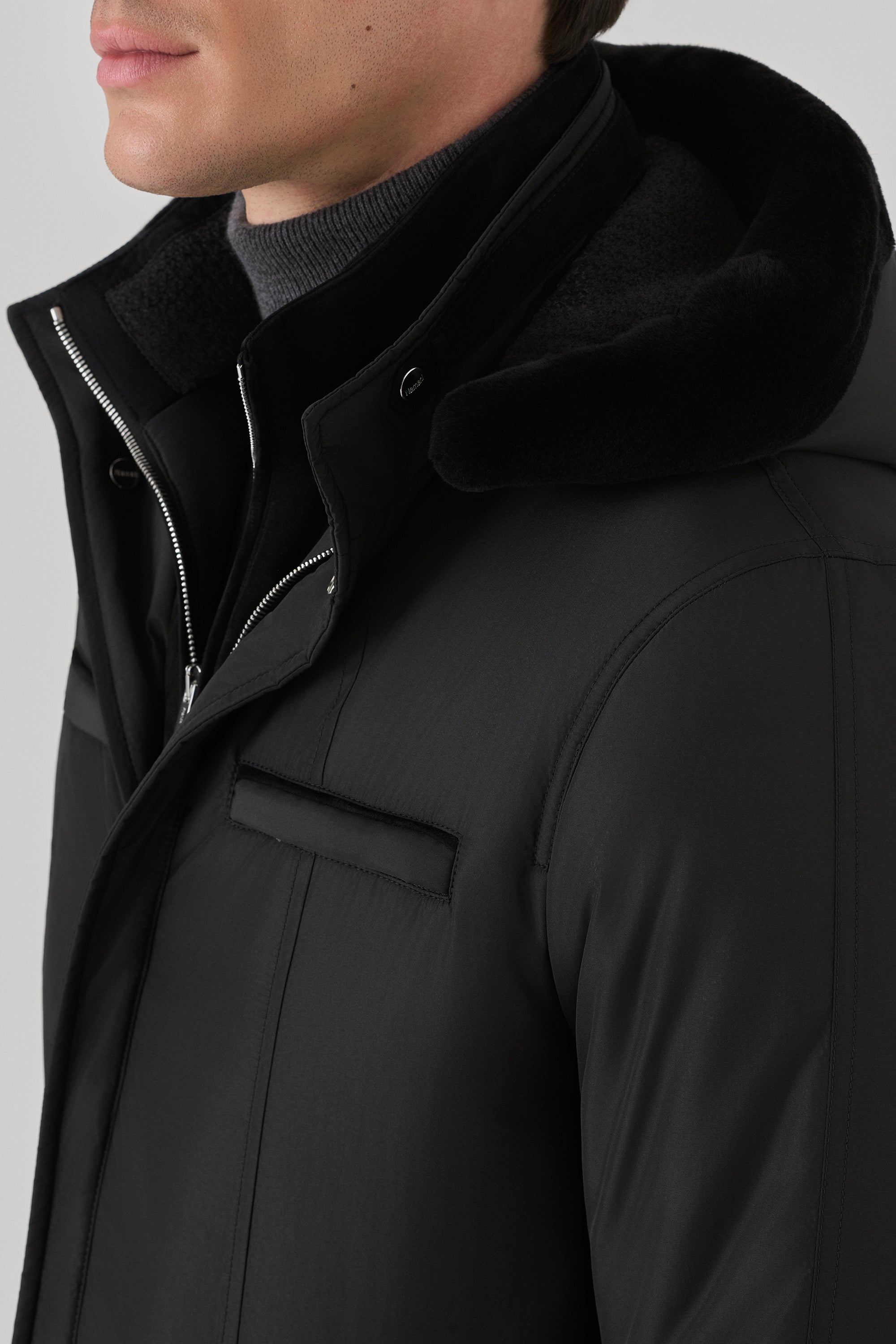 Parka Elvis en silk nylon ultra-light et vison