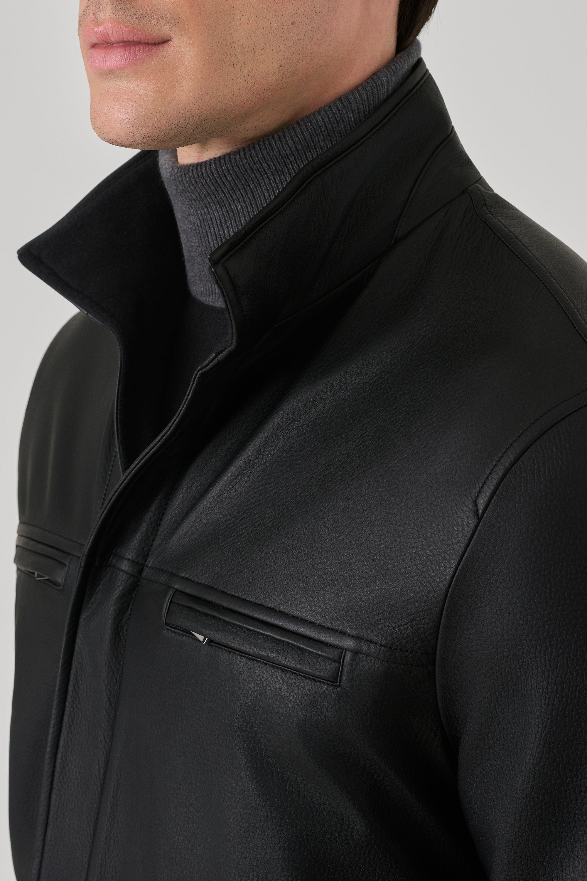 Parka Tom réversible en cuir de cerf et ultimum cachemire felt