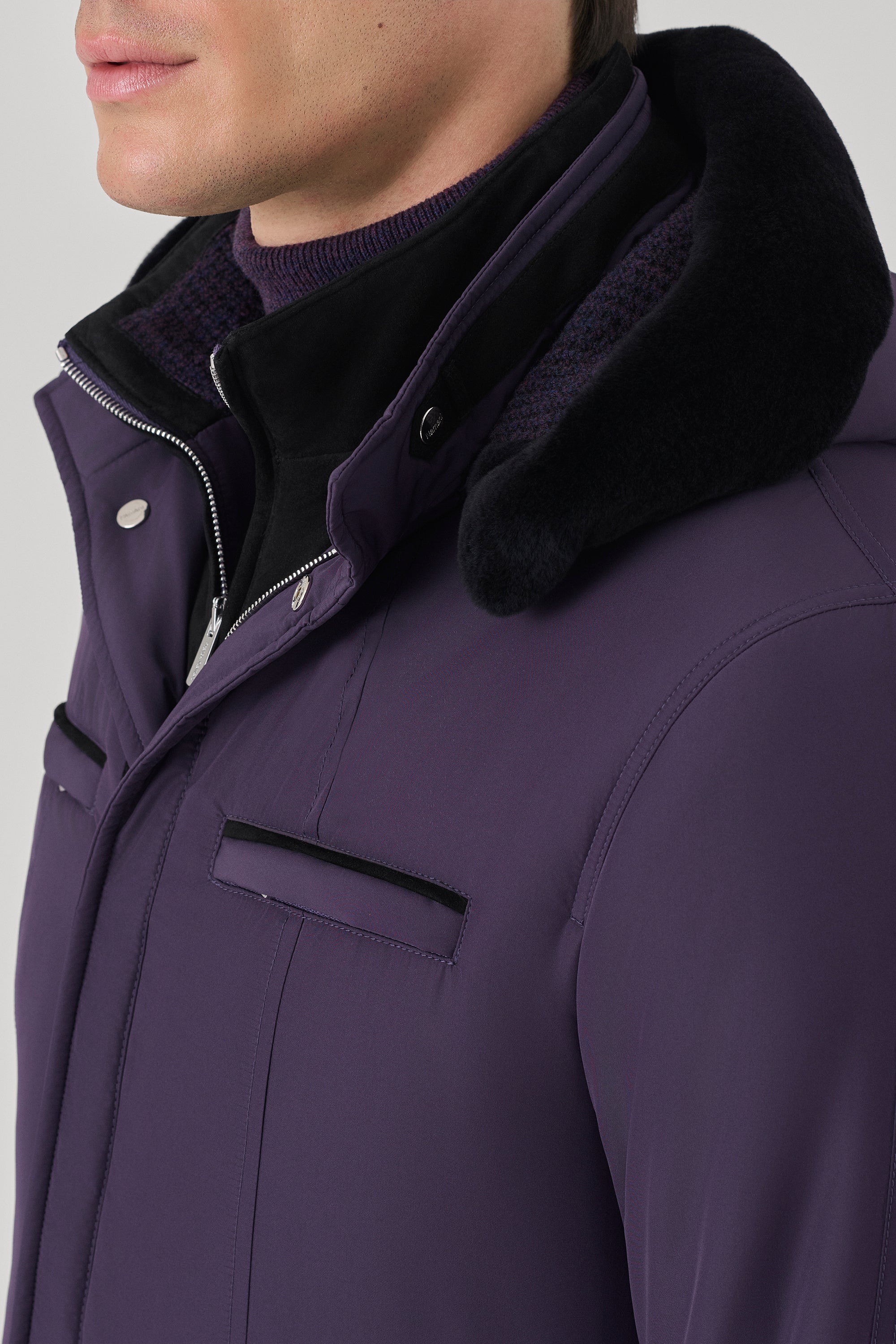Parka Elvis en silk nylon ultra-light et vison