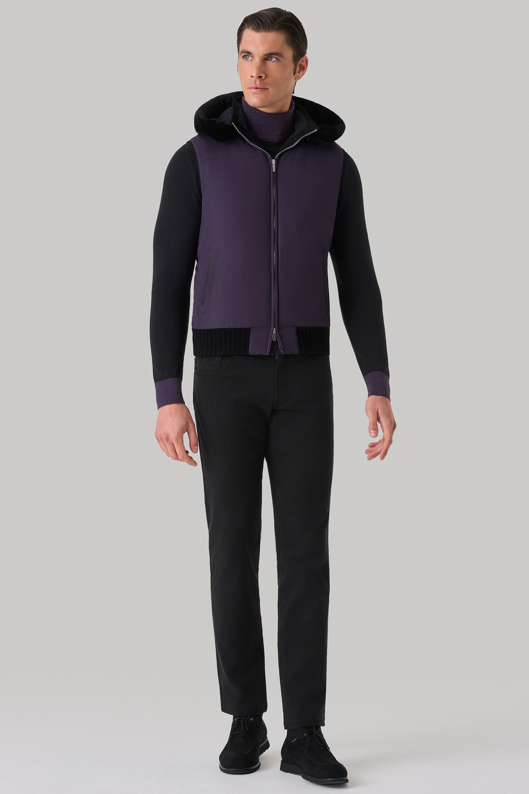 Gilet Elvis en silk nylon ultra-light et vison