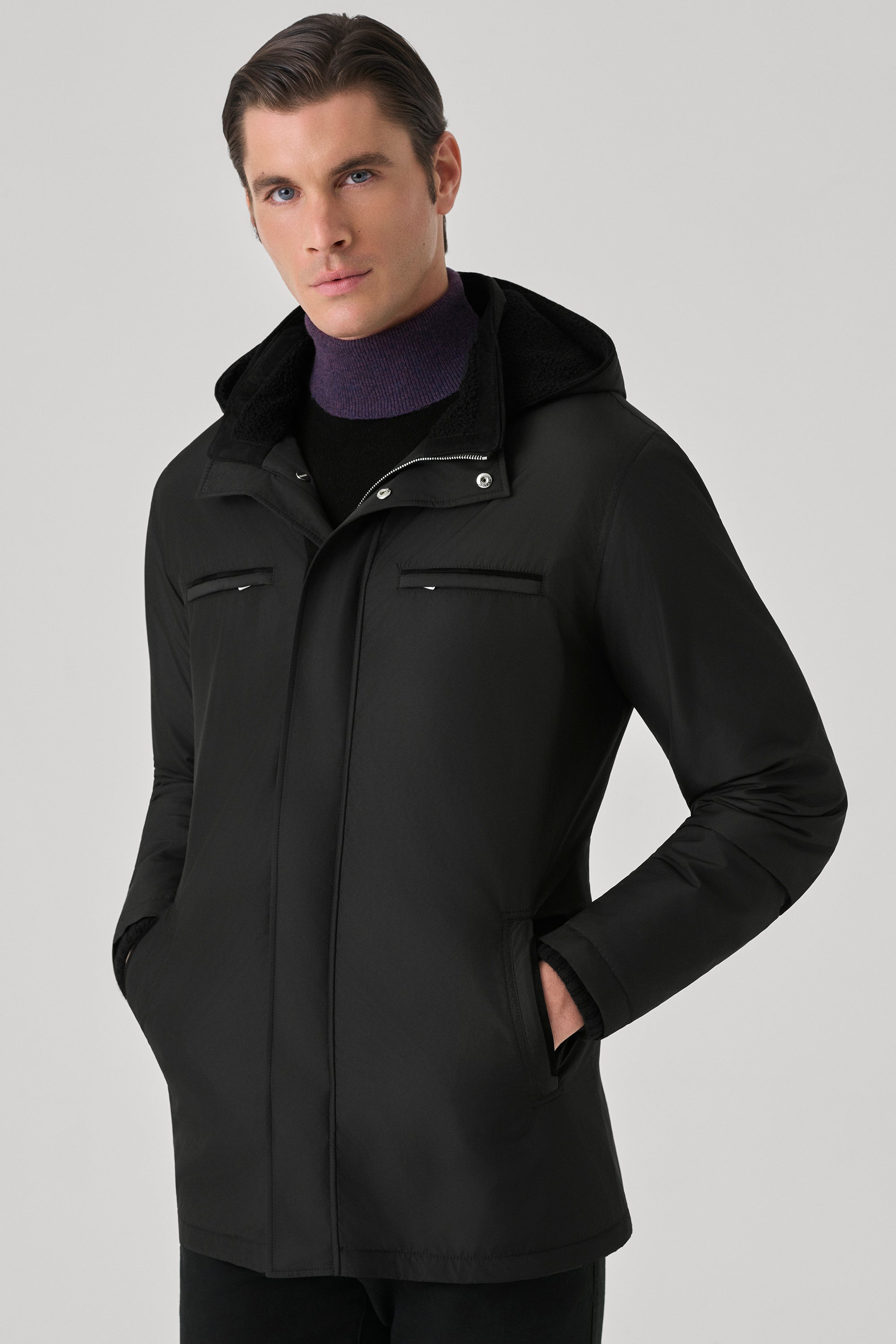 Parka Courchevel en silk nylon ultra-light et mouton