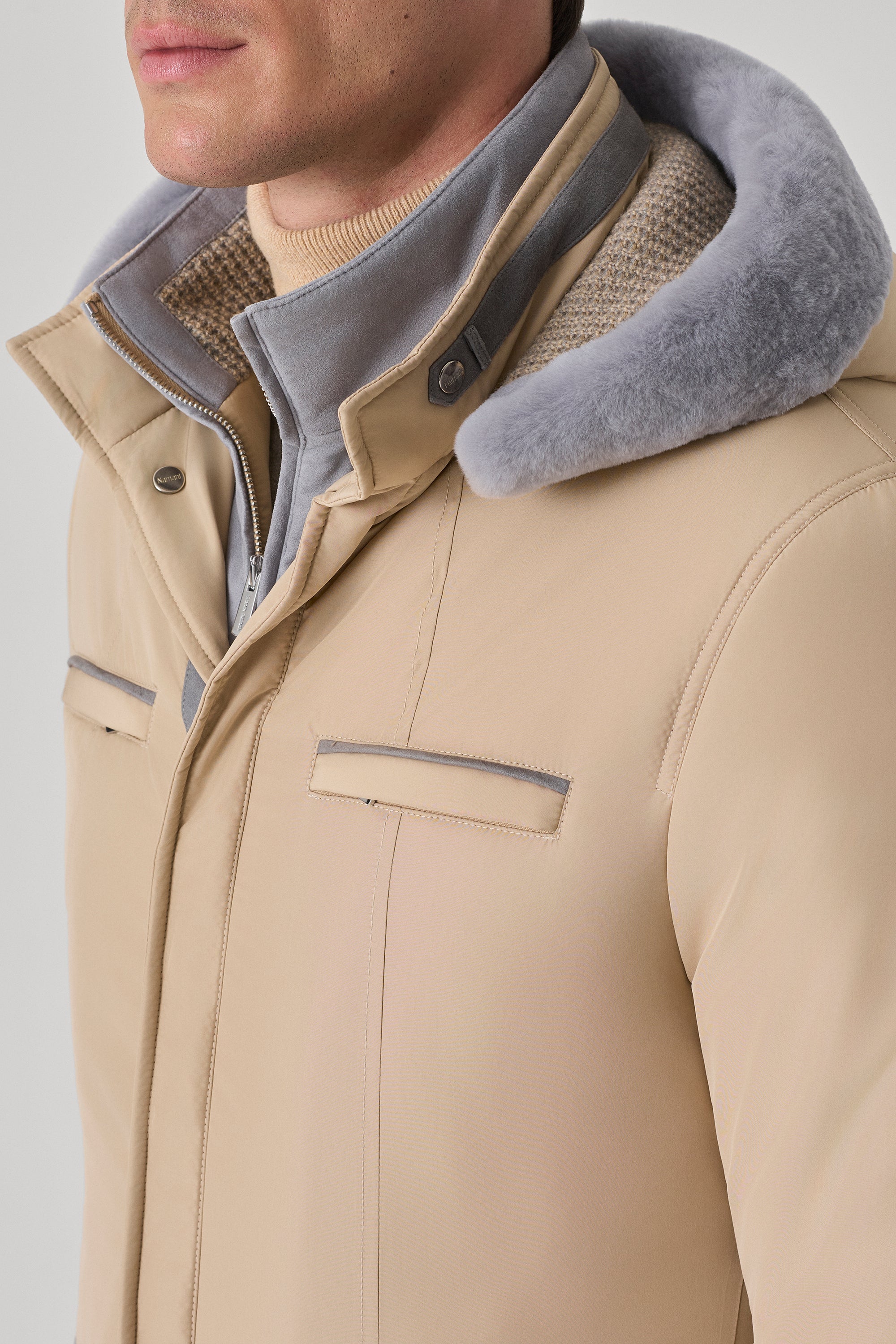 Parka Elvis en silk nylon ultra-light et vison
