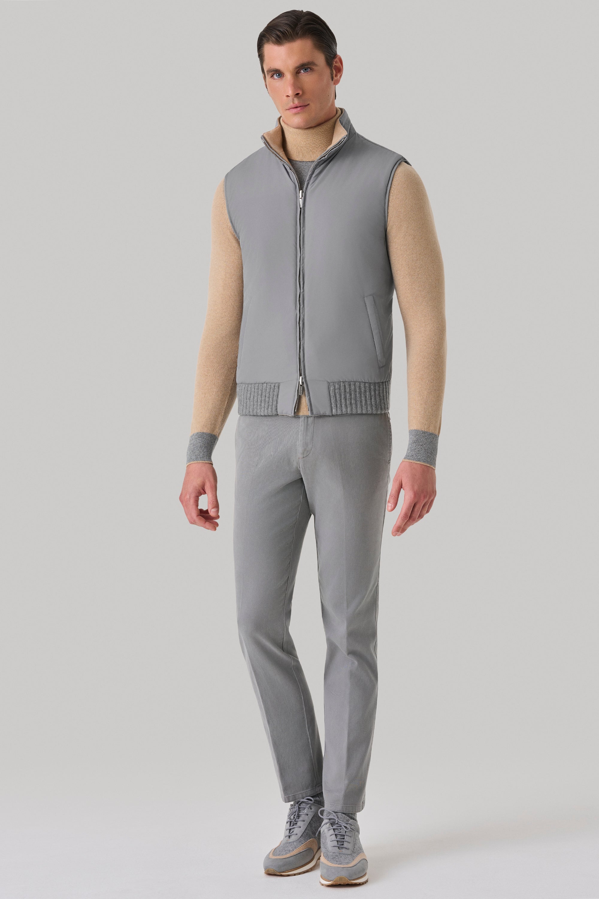 Gilet Tom Réversible en ultimum cachemire felt et silk nylon ultra-light