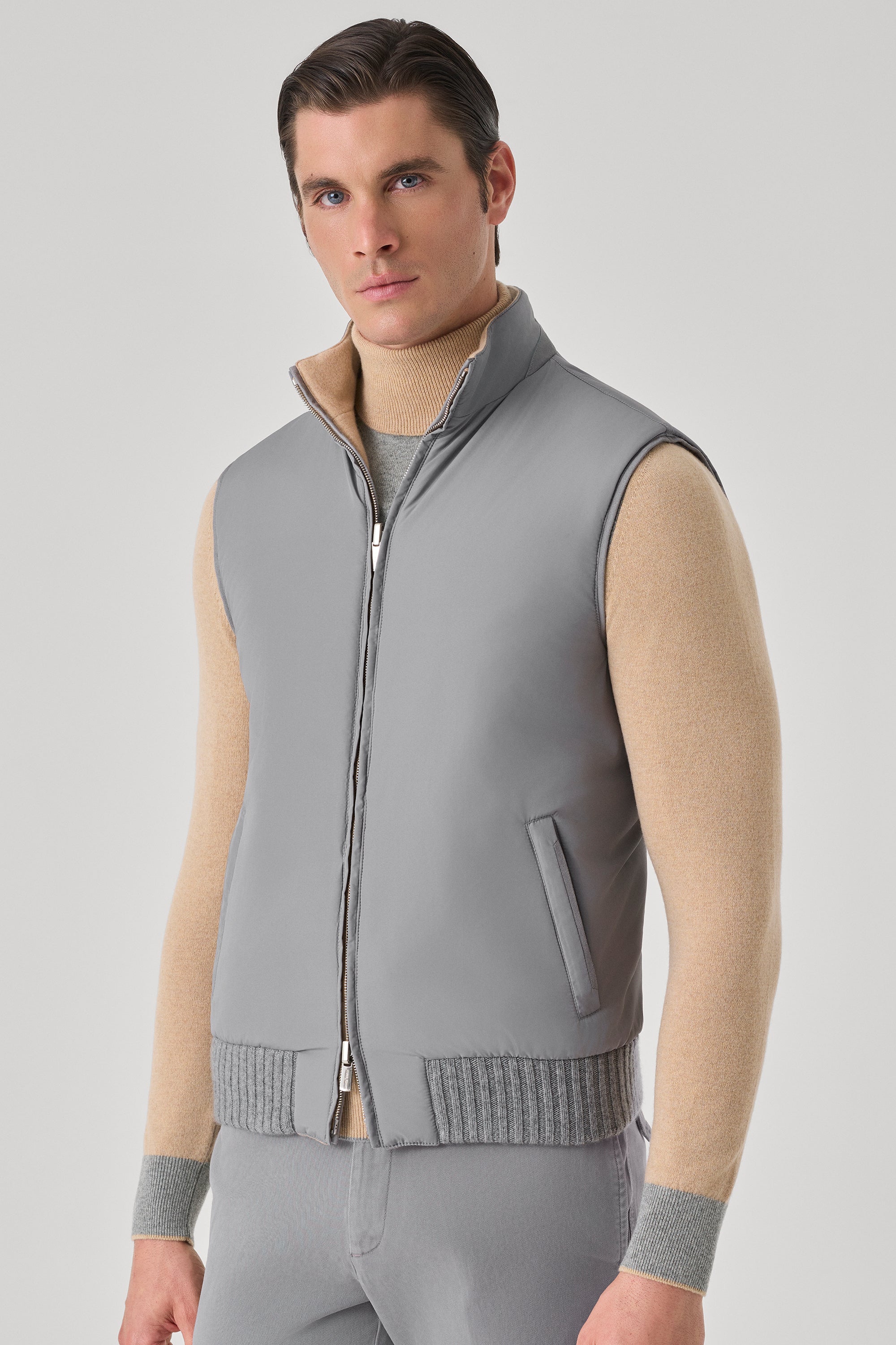 Gilet Tom Réversible en ultimum cachemire felt et silk nylon ultra-light
