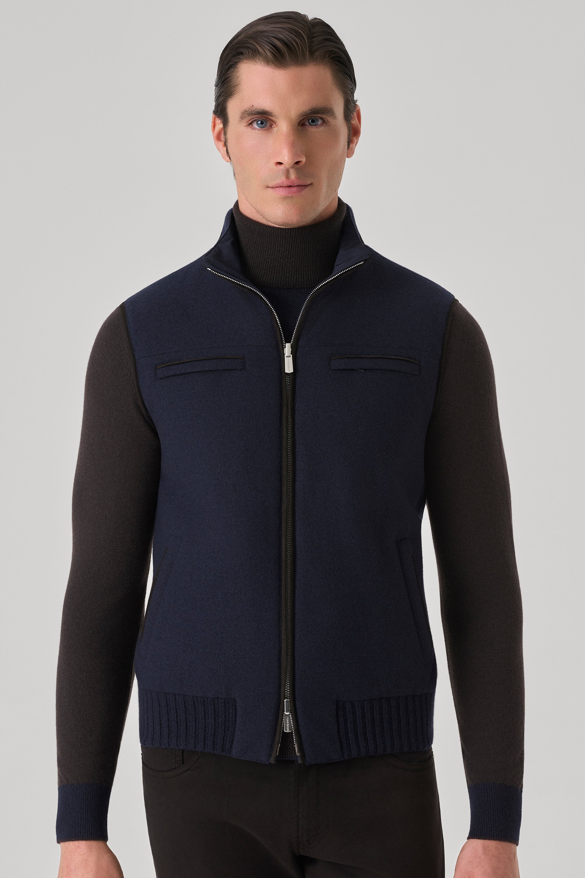 Gilet Tom Réversible en ultimum cachemire felt et silk nylon ultra-light