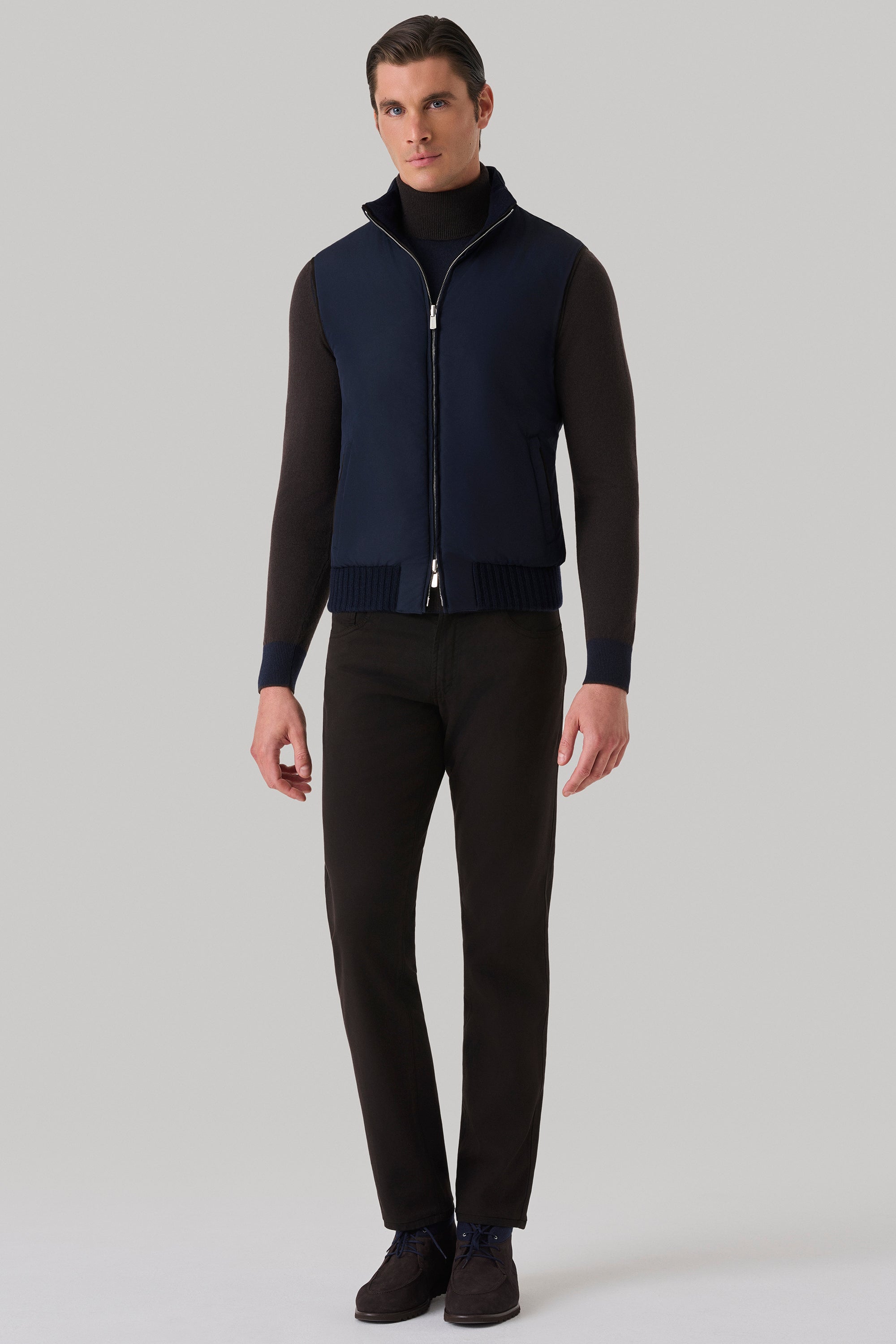 Gilet Tom Réversible en ultimum cachemire felt et silk nylon ultra-light