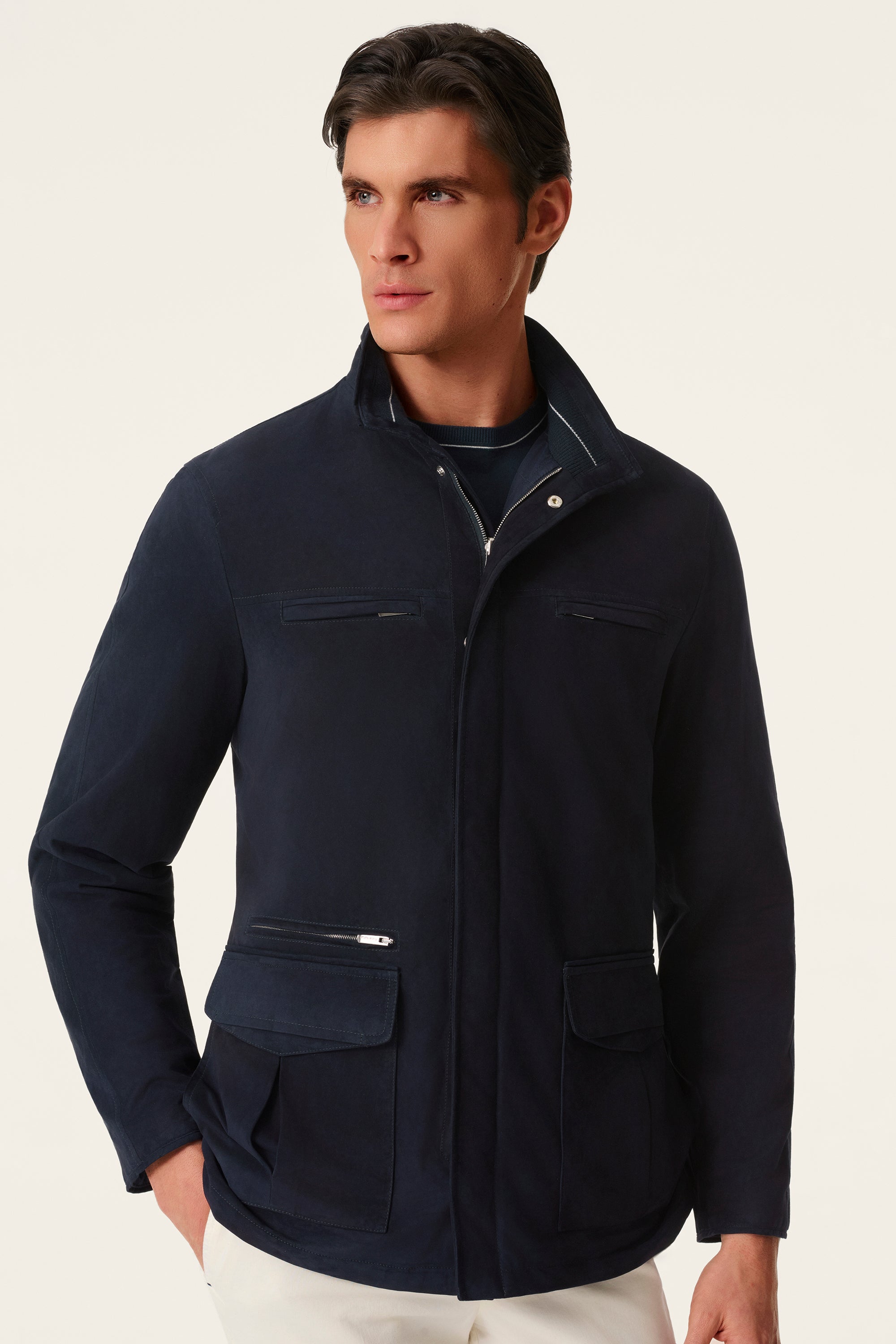 Parka réversible en suède et silk nylon ultra-light TOM