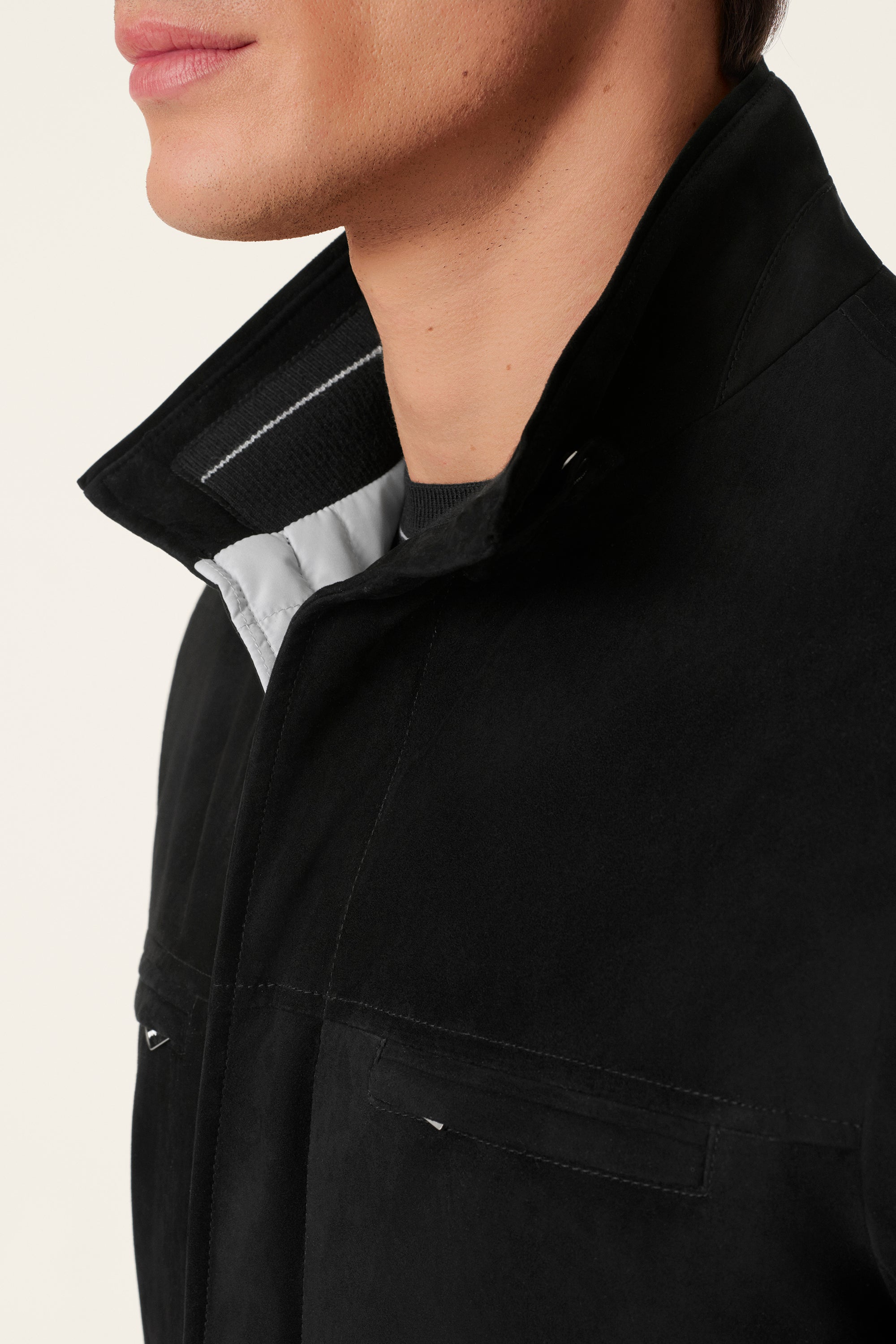 Parka réversible en suède et silk nylon ultra-light TOM