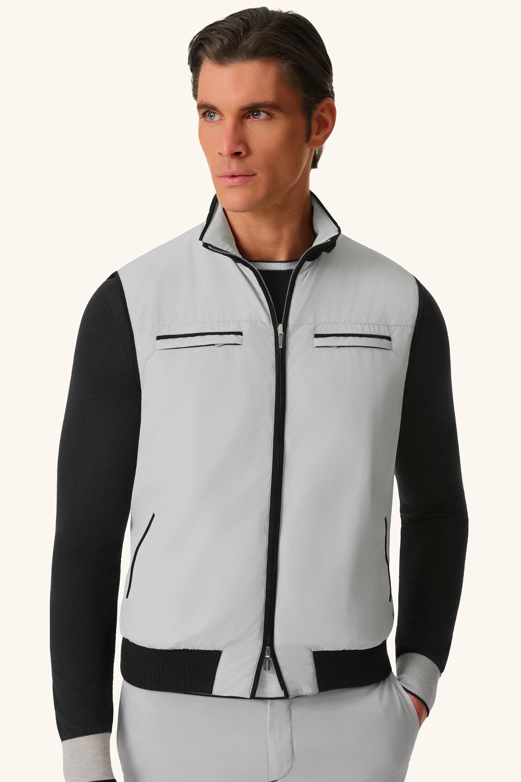 Reversible ultra-light silk nylon vest TOM