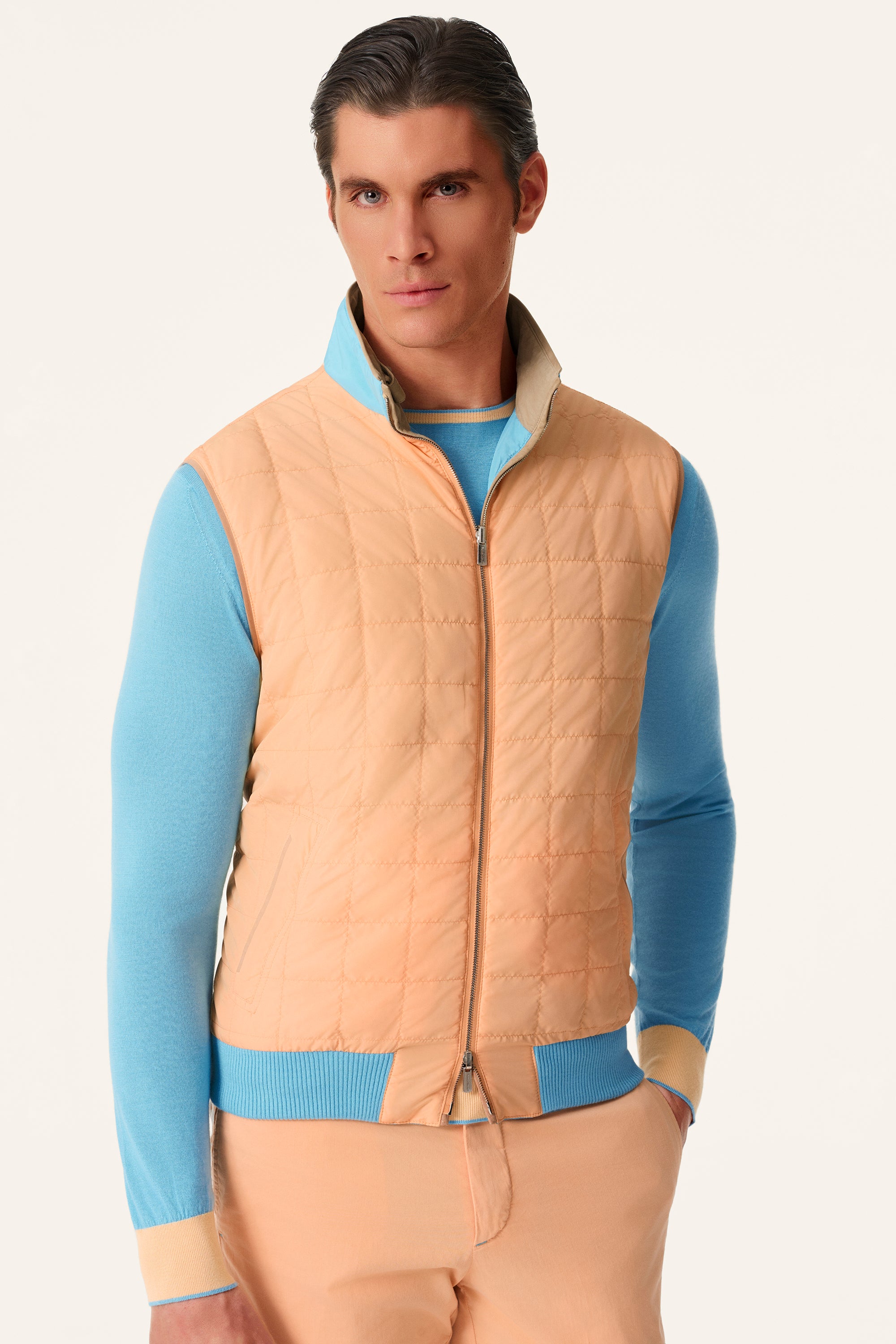 Reversible ultra-light silk nylon vest TOM