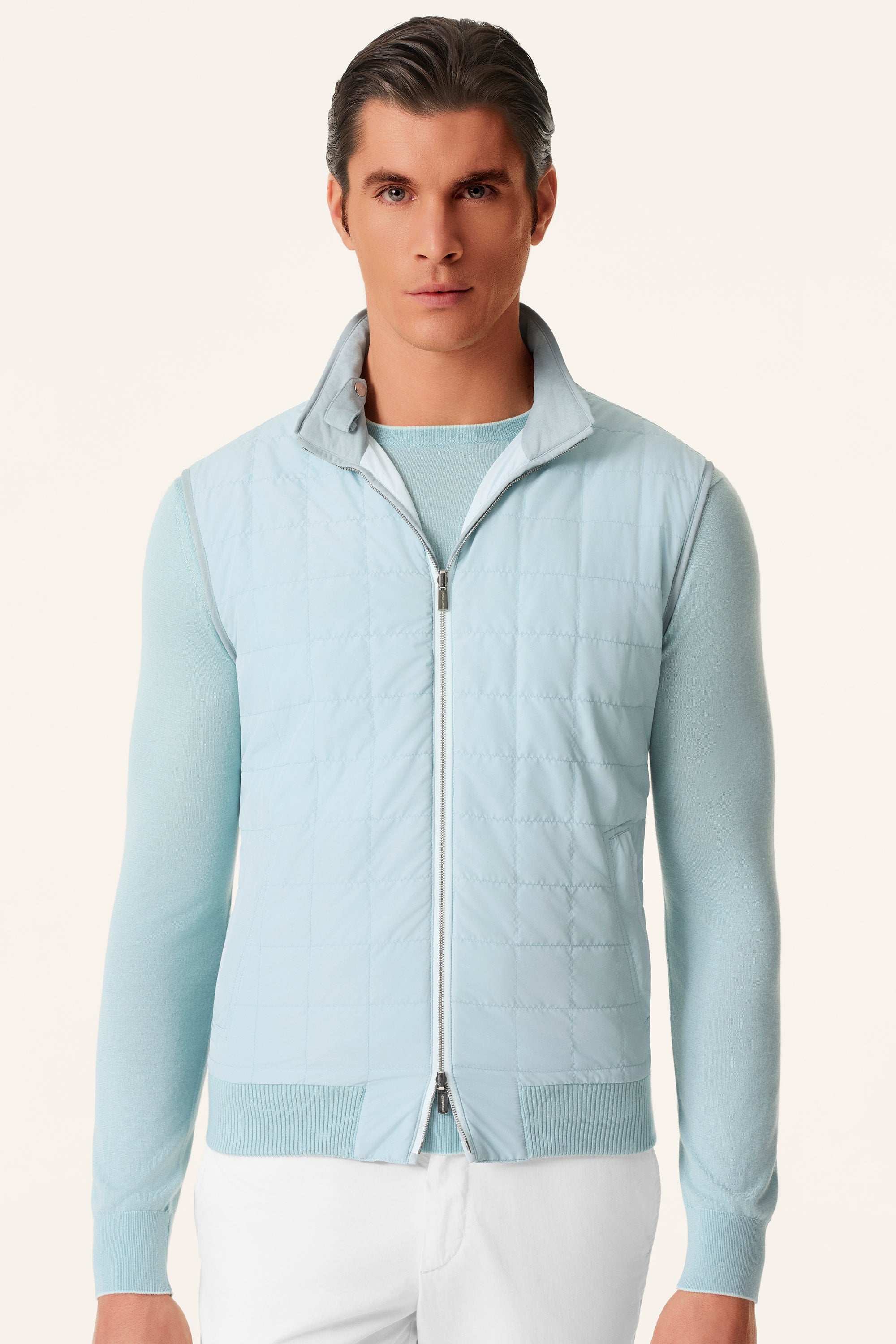 Reversible ultra-light silk nylon vest TOM