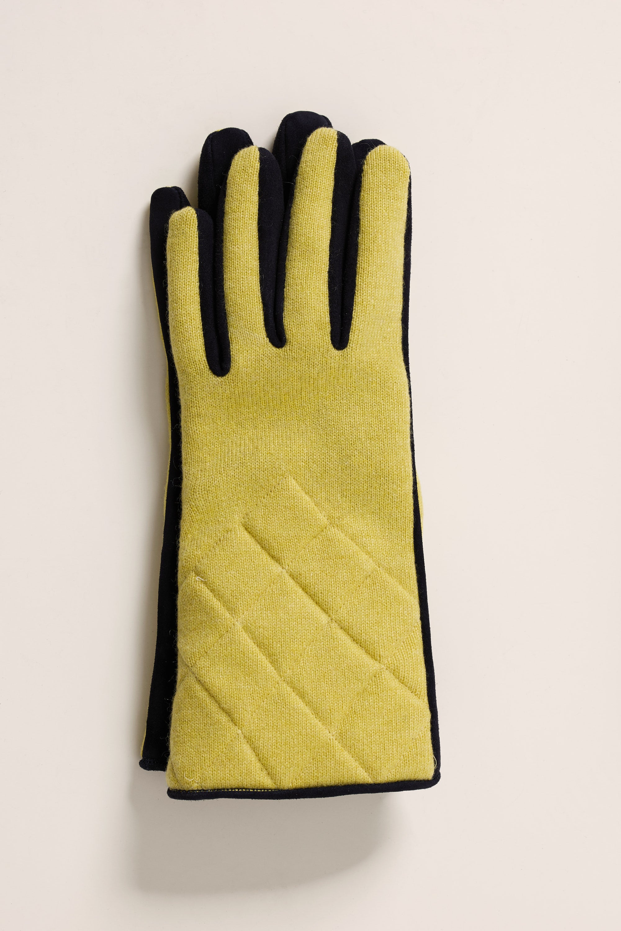 Gants bicolore en cachemire/soie et suède