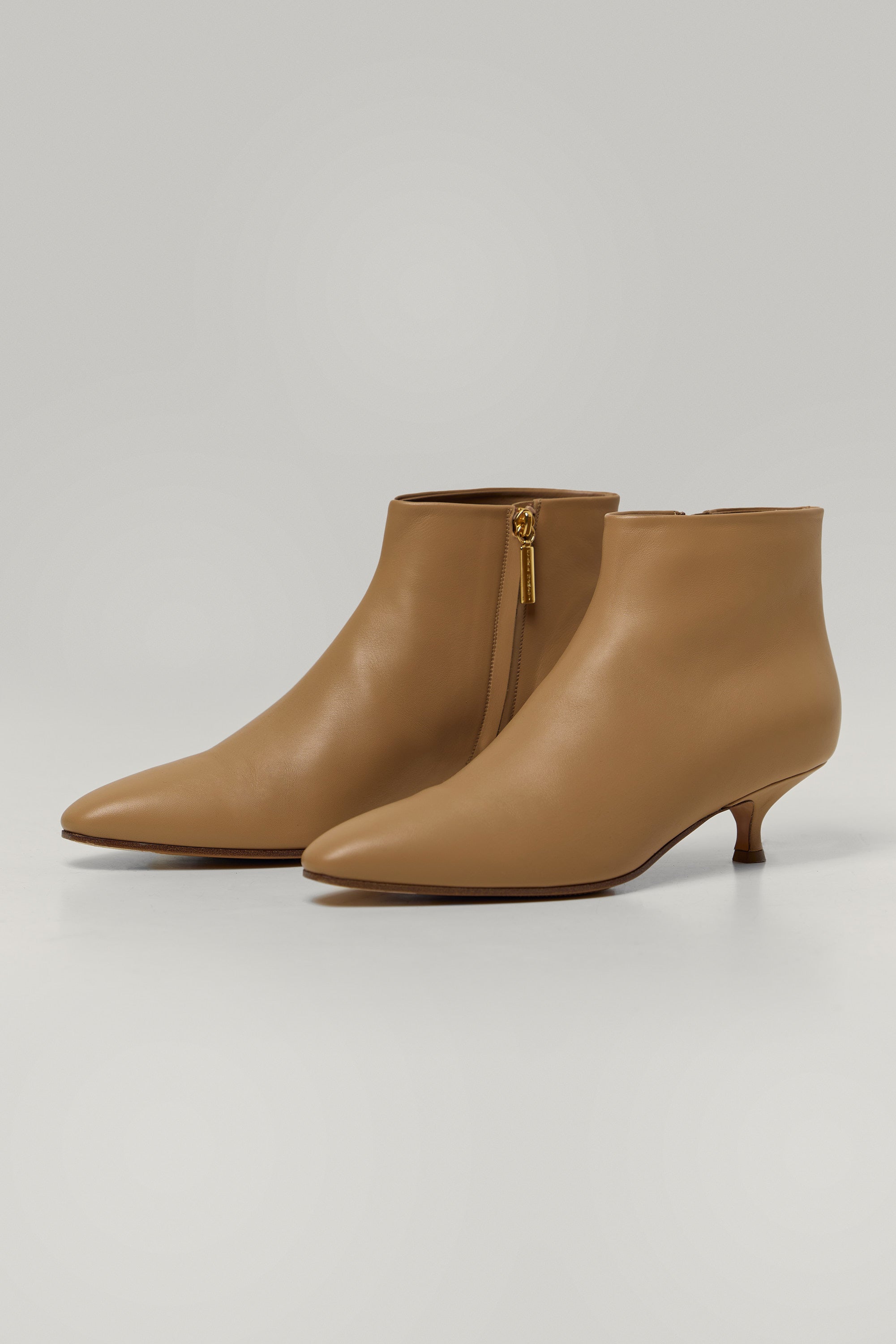 Smooth leather heeled ankle boots